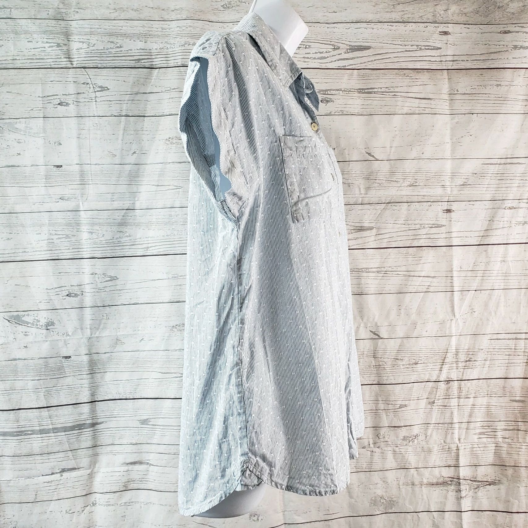 Vintage LOGO Lori Goldstein Womens Button Front Shirt XS Blue Short Sleeve Cotton Size XS / US 0-2 / IT 36-38 - 3 Thumbnail