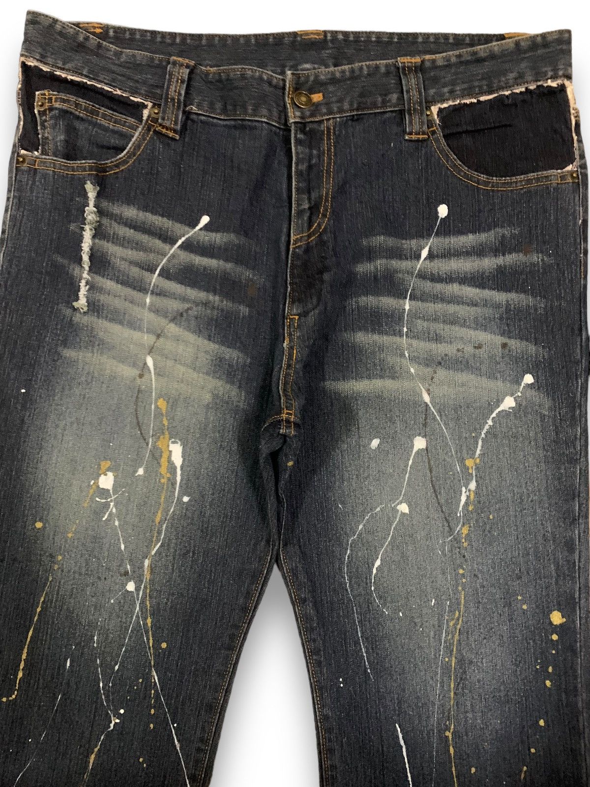 Japanese Brand Japanese Brand Blue Wash Painted Splatter Flare Grunge Jeans Size US 36 / EU 52 - 3 Thumbnail