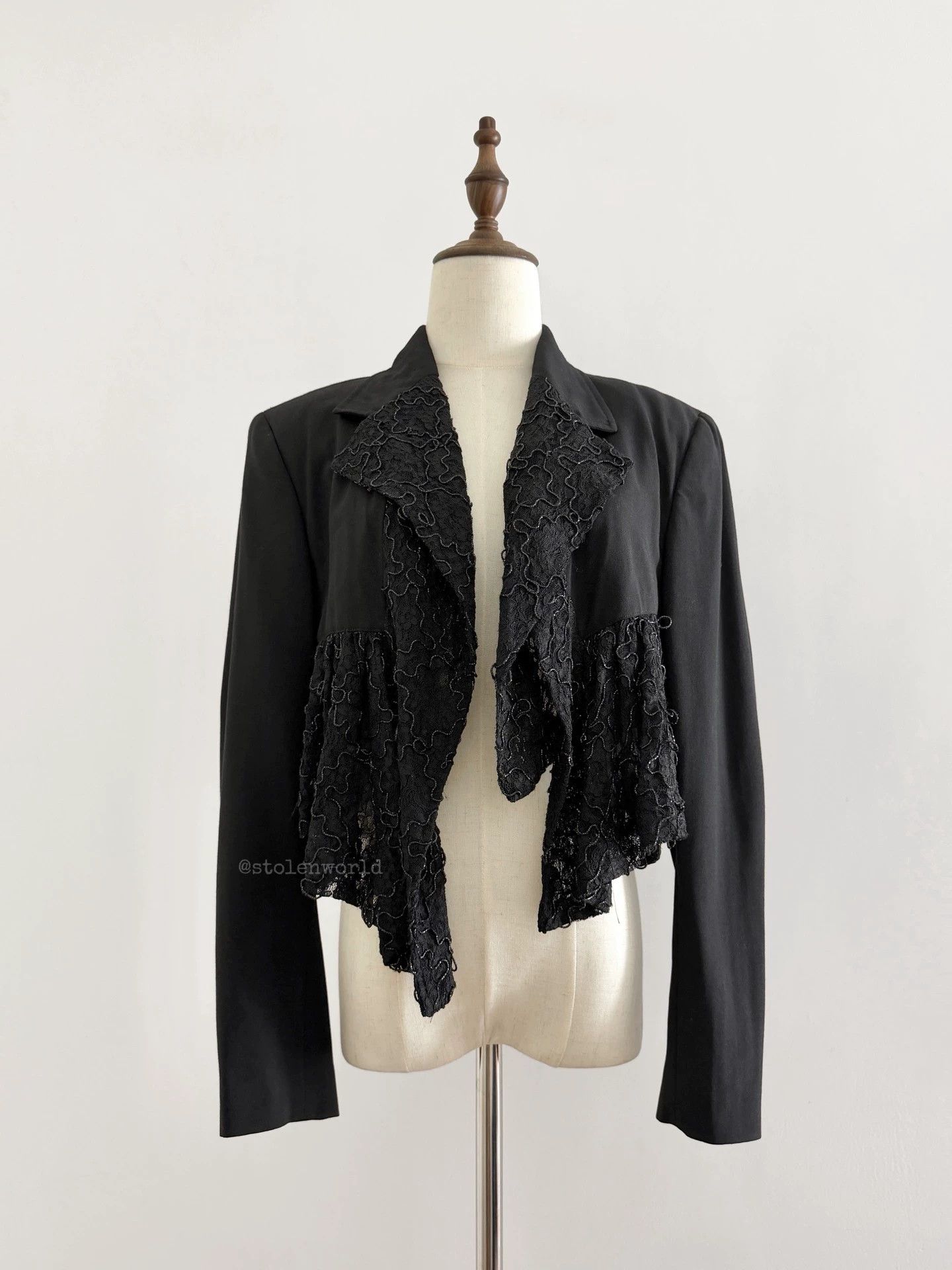 Comme des Garcons Comme des Garçons 1988 SS Runway Beaded Lace Wool Blazer Size M / US 6-8 / IT 42-44 - 3 Thumbnail