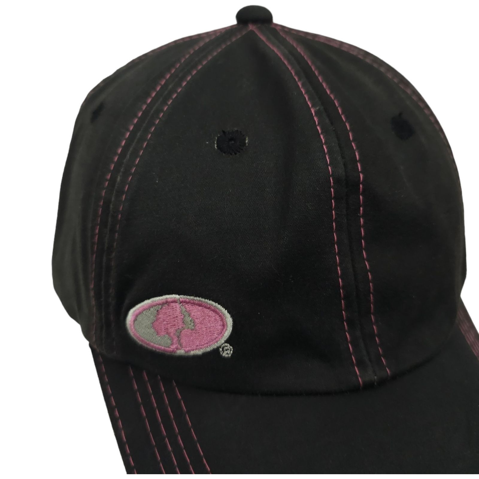 Signatures Mossy Oak Black Pink Distressed Tuck Strap Adjustable Cap Size ONE SIZE - 7 Thumbnail