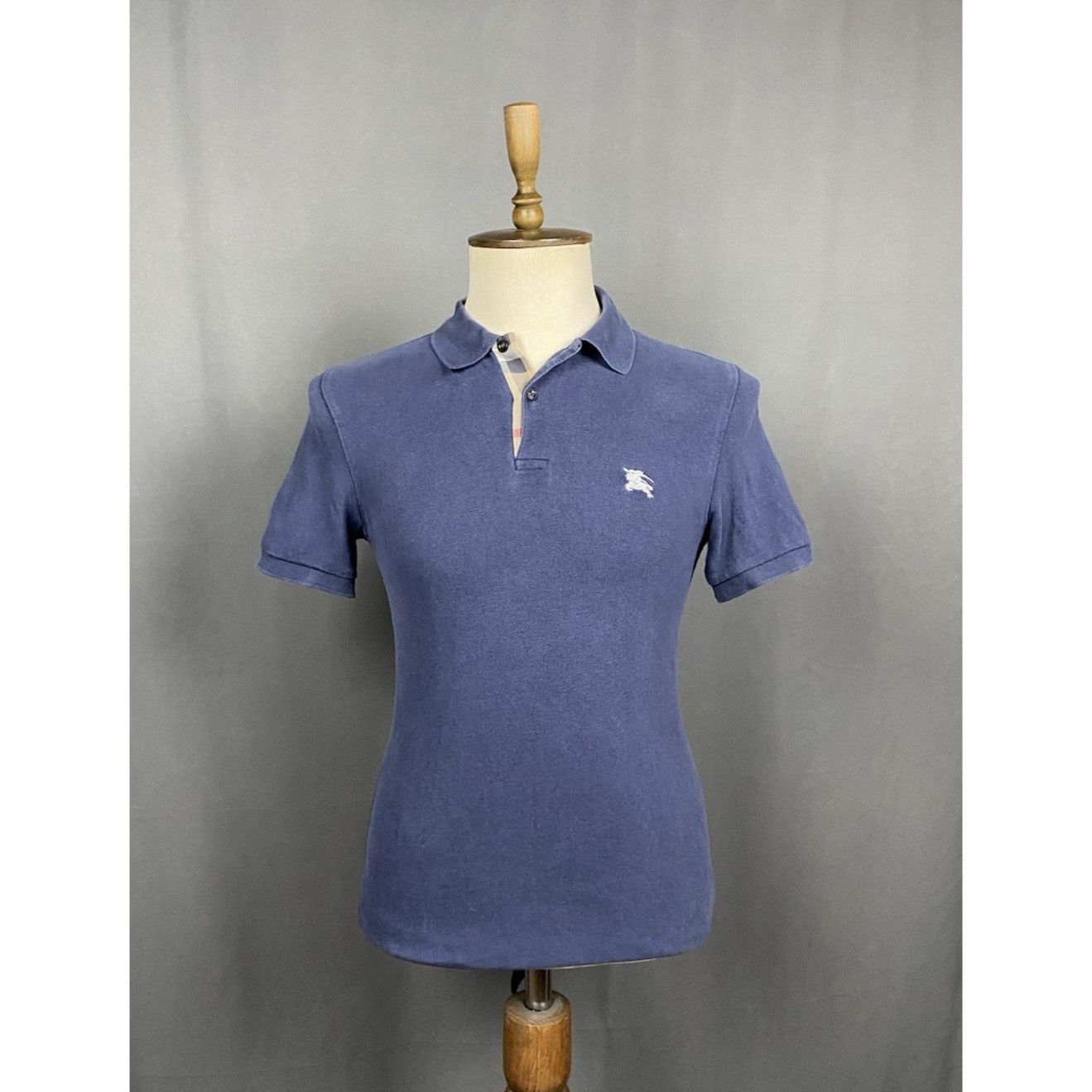 Burberry Burberry Nova Check Collar Men's Blue Garment Dyed Polo T-Sh Size US S / EU 44-46 / 1 - 1 Thumbnail