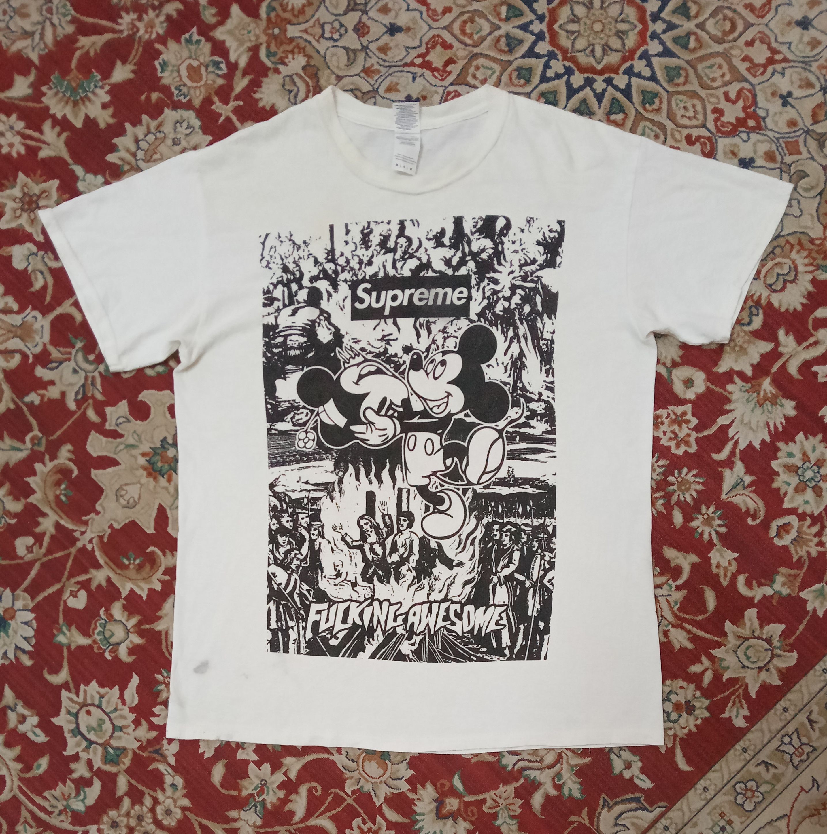 image of Gildan Supreme Mickey Fucking Awesome Lv T Shirt in White, Men's (Size Medium)