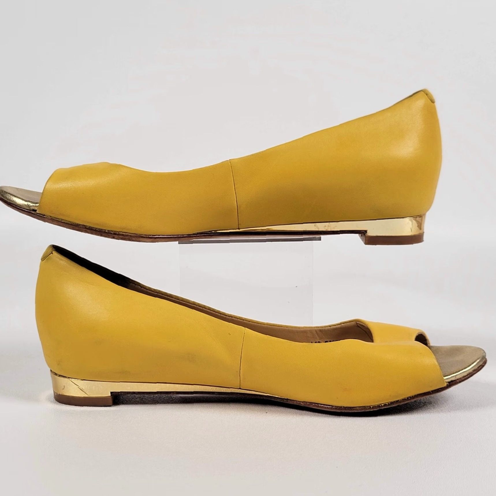 Cole Haan VINTAGE Cole Haan Womens Flat Peep Toe Leather Slip On Yellow 5.5 B Leather Lining Breathable Comfort Lightweight 80s City Metal Size M / US 6-8 / IT 42-44 - 4 Thumbnail