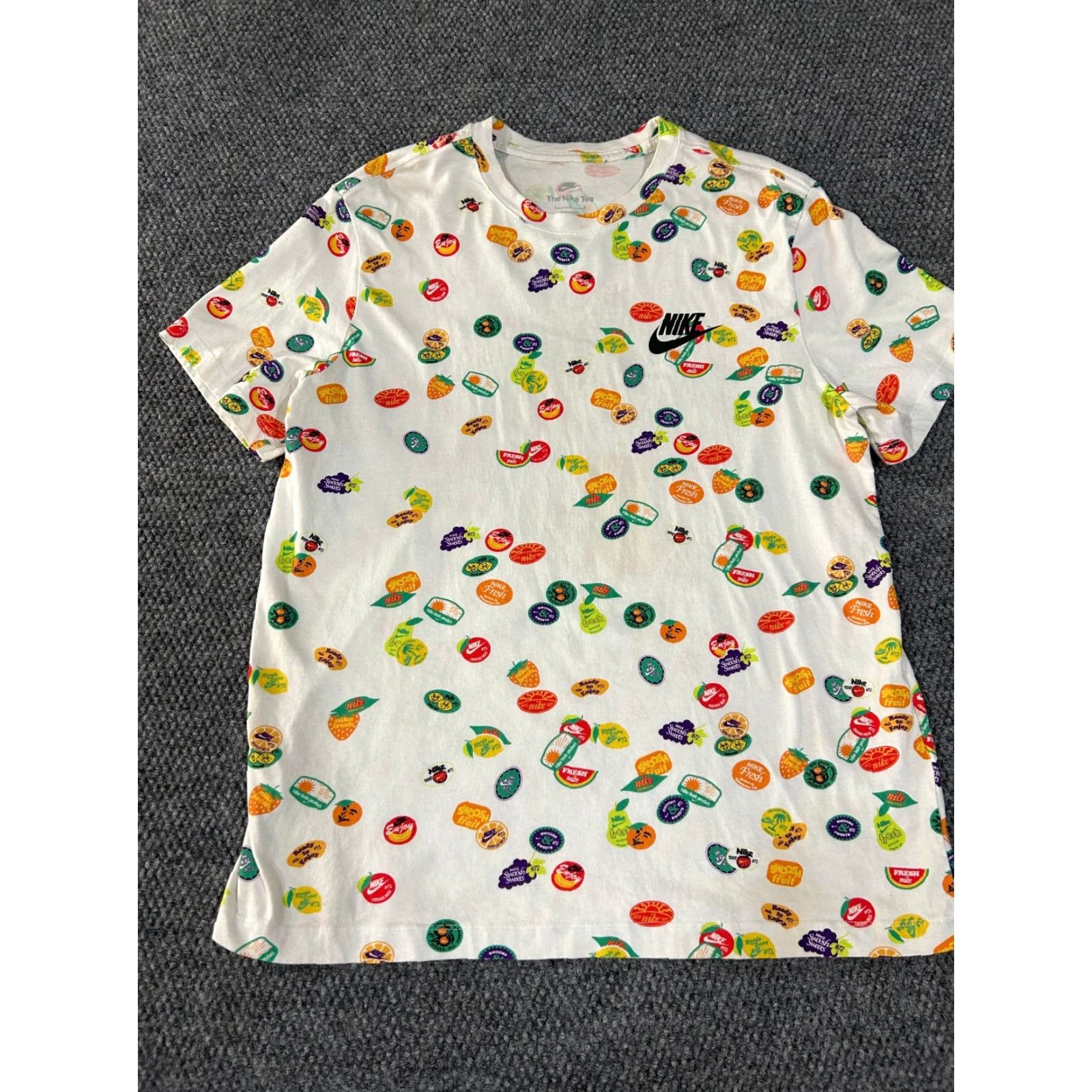 Nike Nike shirt Mens Large White graphic tee all over print retro sports Dri-FIT logo short sleeve crew neck cotton Size US L / EU 52-54 / 3 - 3 Thumbnail