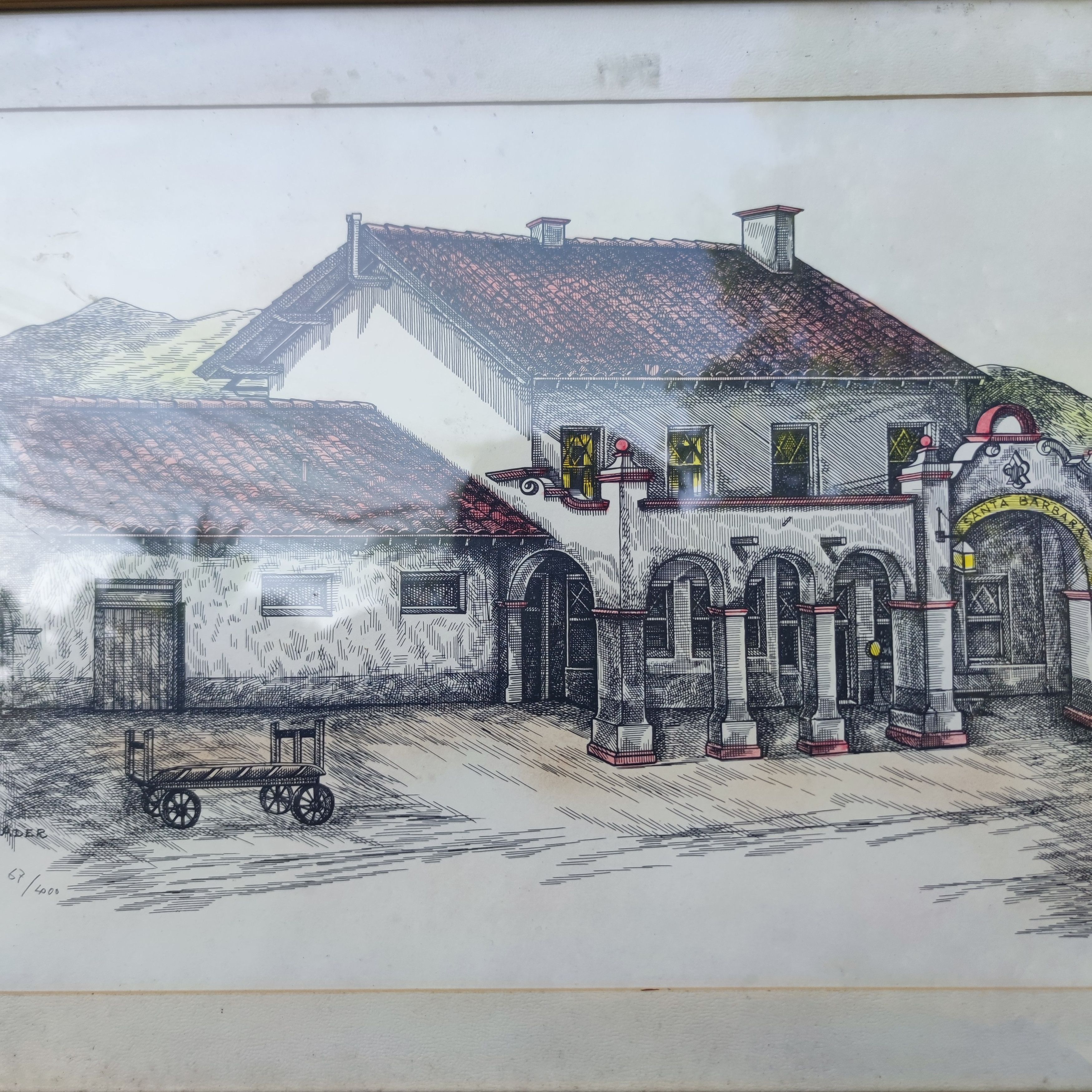 Vintage Lithograph Santa Barbara Signed & Numbered by Sharon Ader Size ONE SIZE - 5 Thumbnail