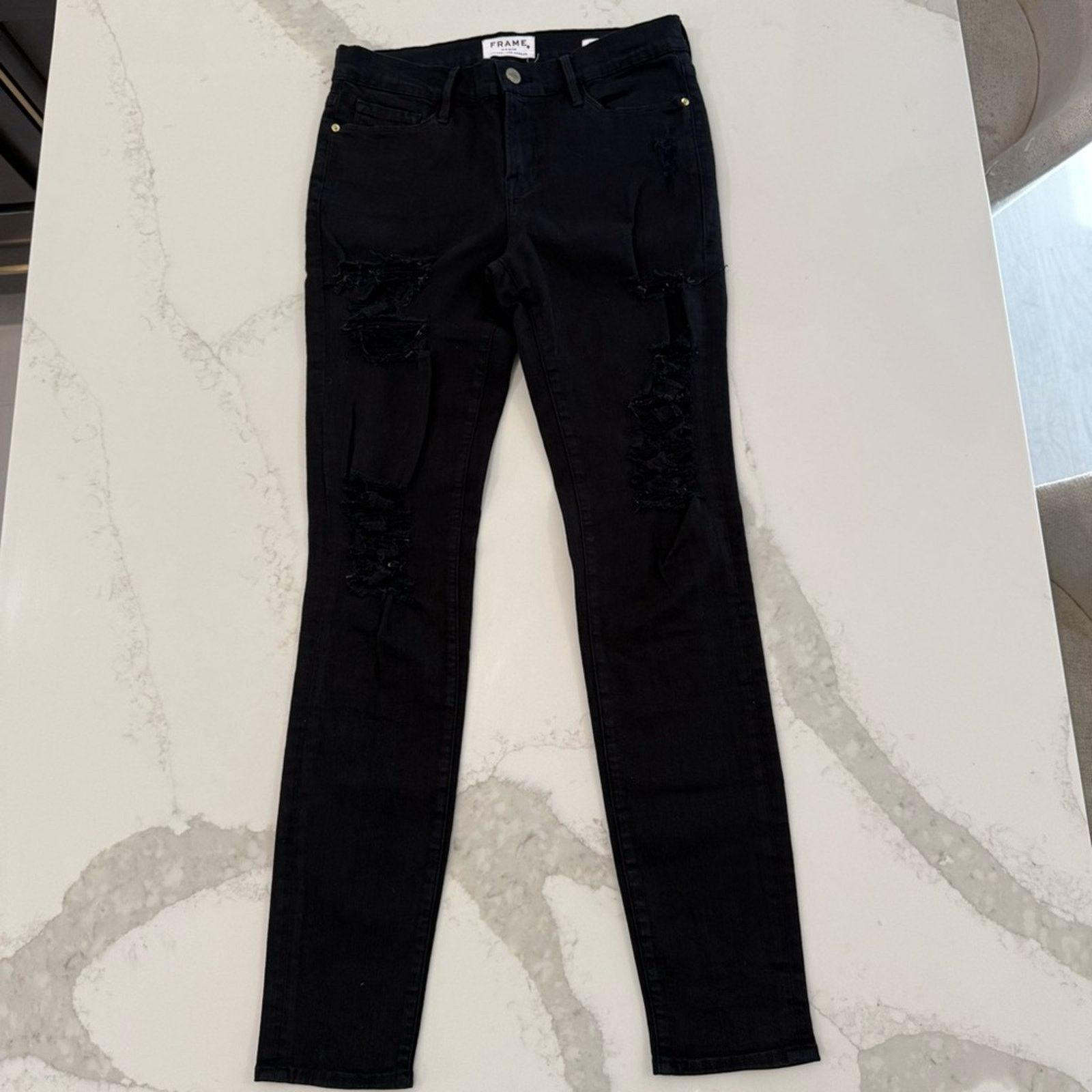 Frame Frame Le Skinny de Jeanne Distressed Denim Jeans Women’s 29 Size 29" - 1 Thumbnail