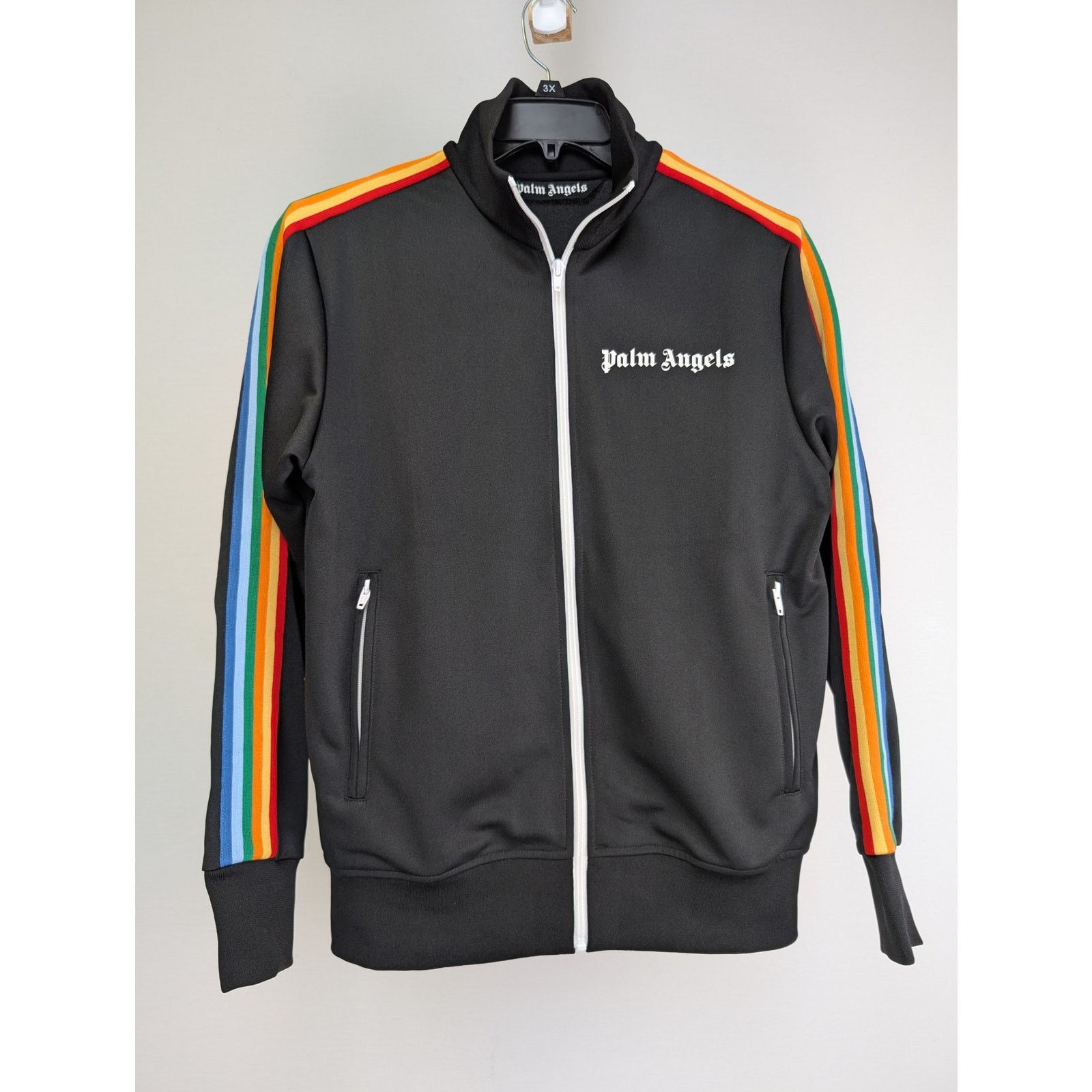 Palm Angels ベロア レインボー トラックジャケット 黒 Designer × Luxury × Palm Angels PALM ANGELS Black Rainbow Track