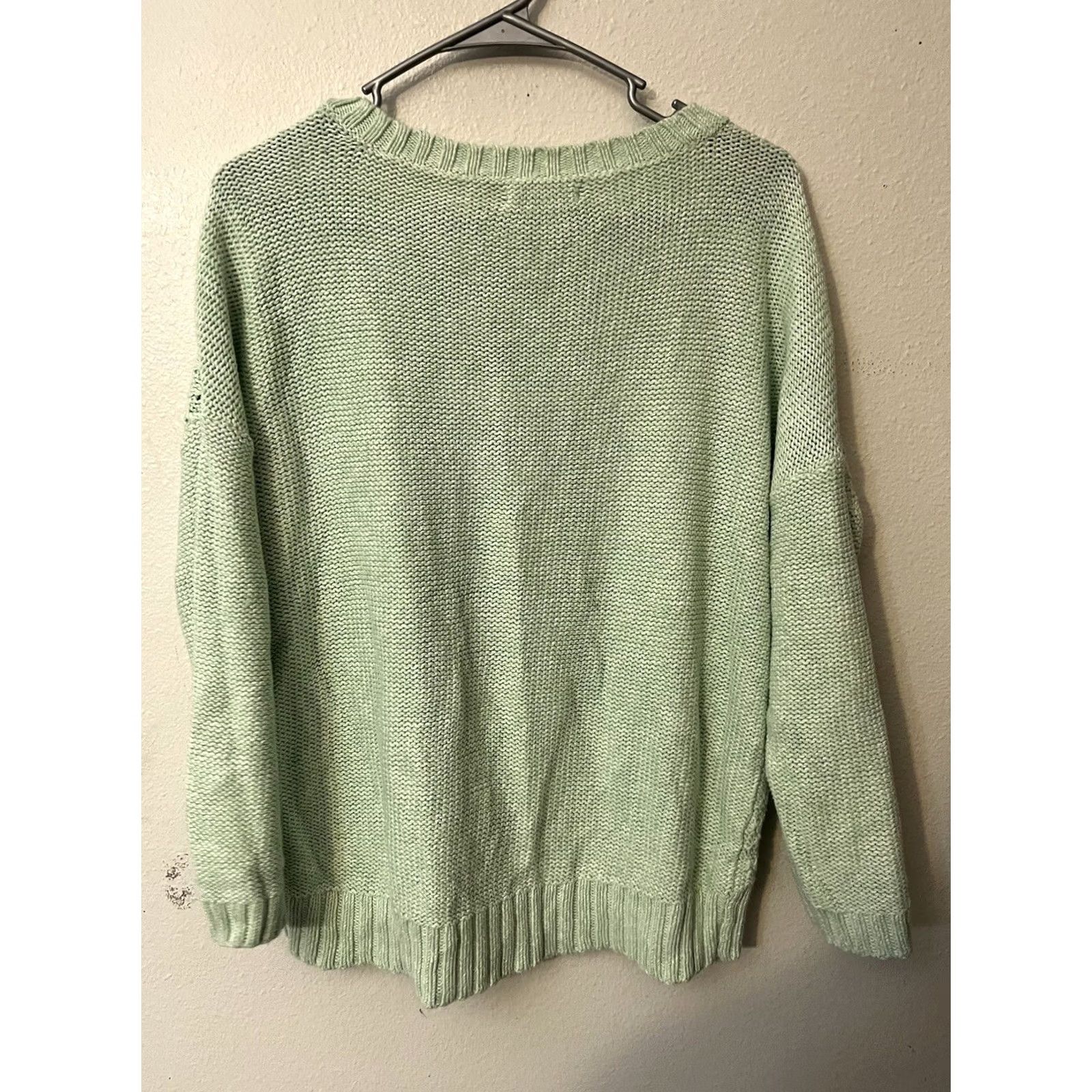 American Eagle Outfitters American Eagle Outfitters Women's Large Green Knit Sweater Off Shoulder Style Pullover 3/4 Sleeve Casual Adult Womens Size L / US 10 / IT 46 - 3 Thumbnail