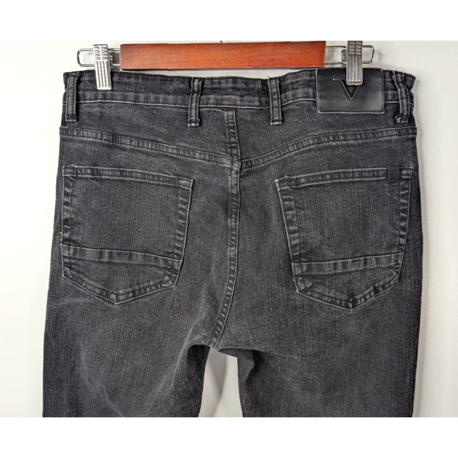 Vintage Vestiti Eleganti Jeans Mens 32x32 Black Denim Stretch Biker Moto Style 80s 90s Hip Hop Size US 32 / EU 48 - 4 Thumbnail
