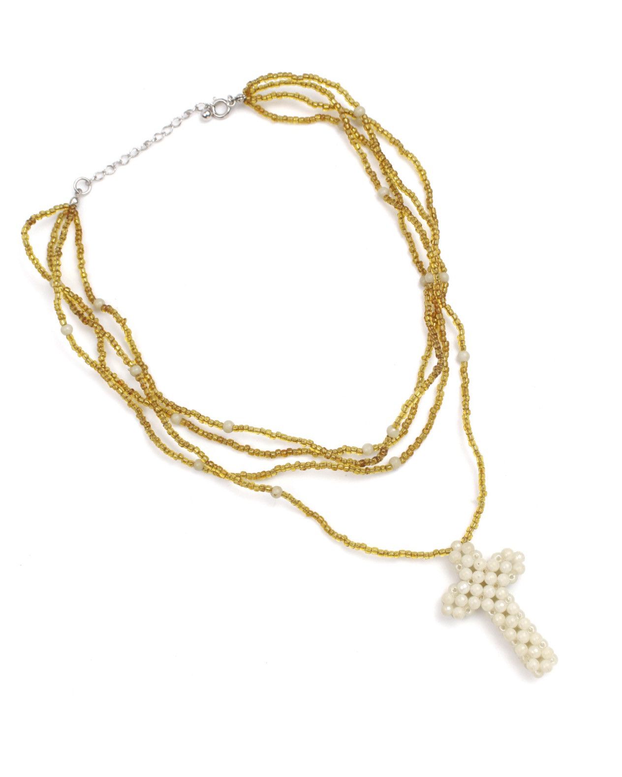 Hysteric Glamour 2000S JAPANESE MADE MULTI-STRAND GOLD BEAD CROSS NECKLACE Size ONE SIZE - 3 Thumbnail