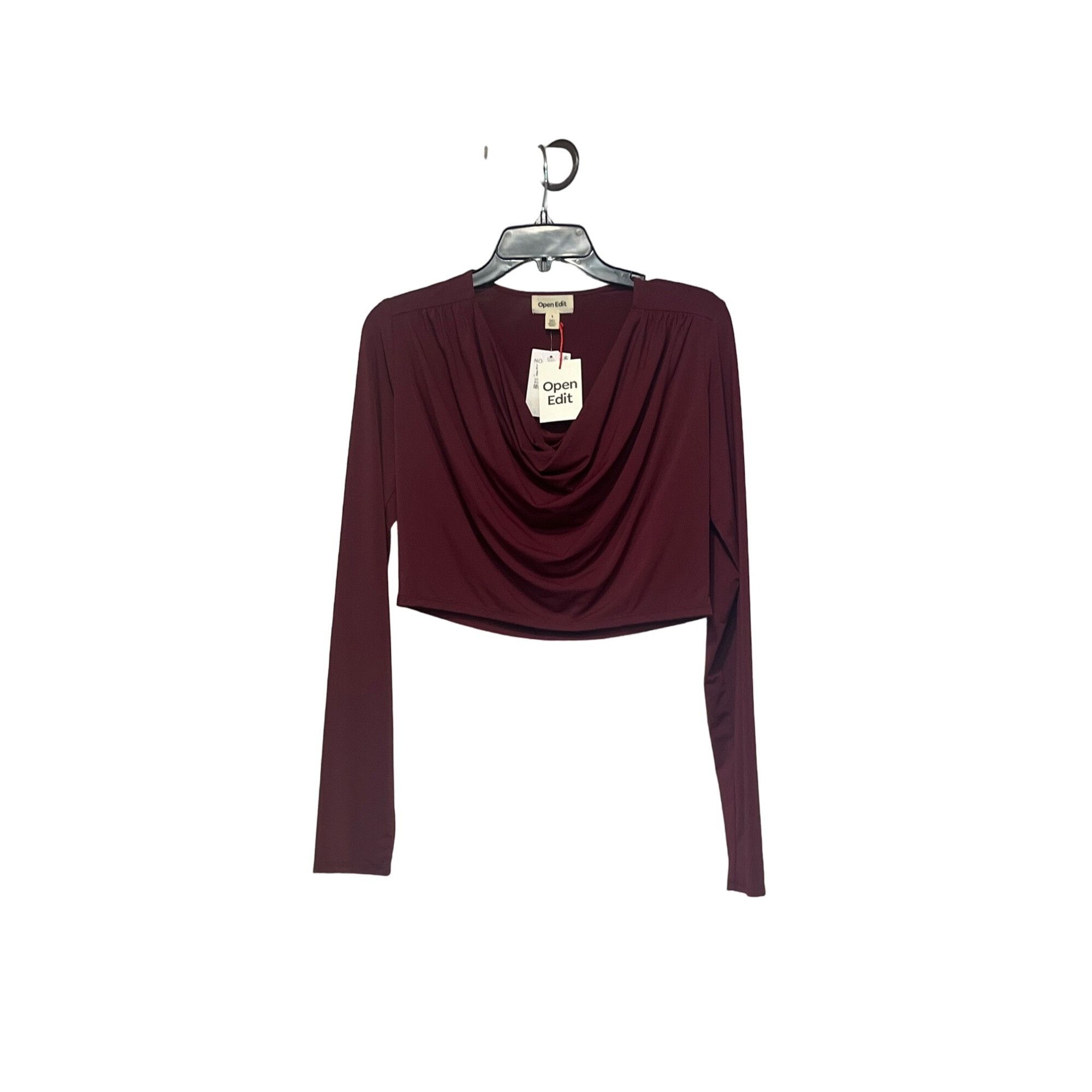 Other Open Edit Cowl Neck Long Sleeve Crop Top, Burgundy London, S Size S / US 4 / IT 40 - 5 Thumbnail