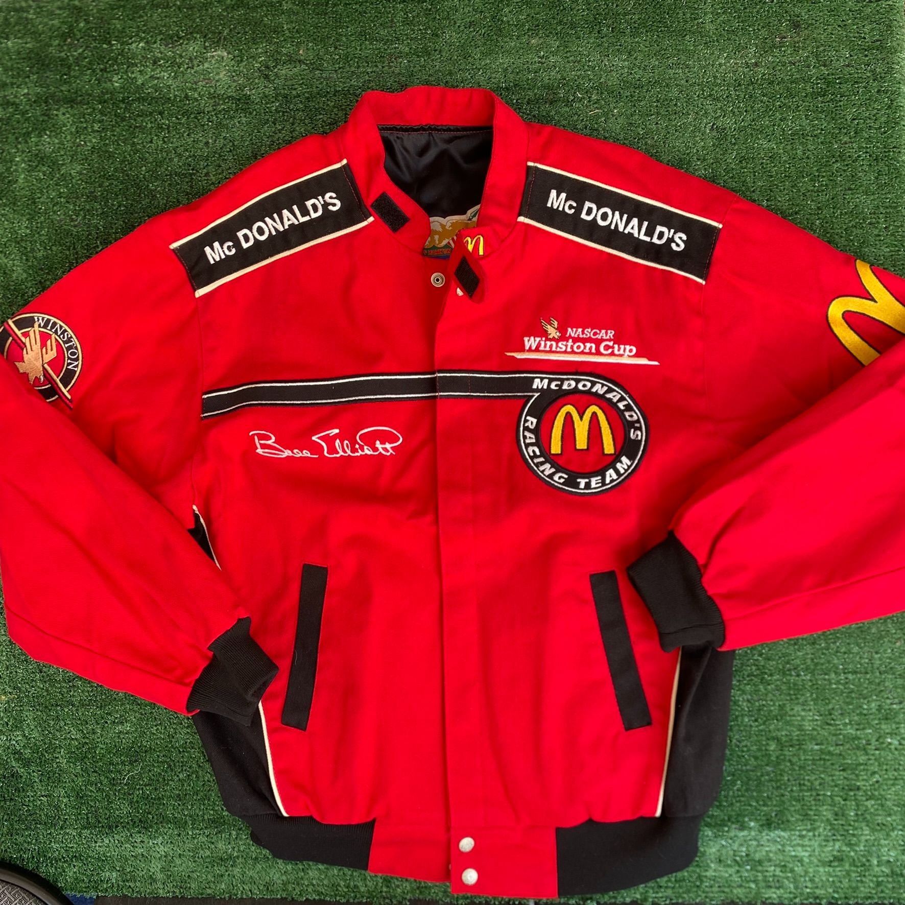 image of Jeff Hamilton x Nascar Vintage 90's Mcdonald's Racing Jacket Red Nascar Logo Bomber, Men's (Size XL