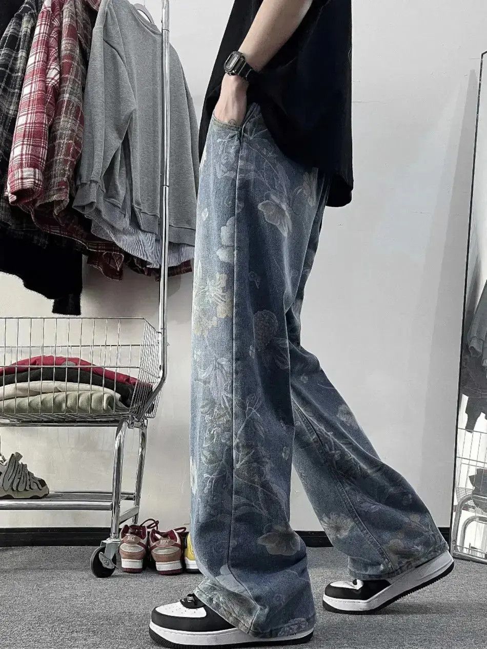 Japanese Brand Hip hop straight leg wide leg printed jeans Size US 32 / EU 48 - 6 Thumbnail