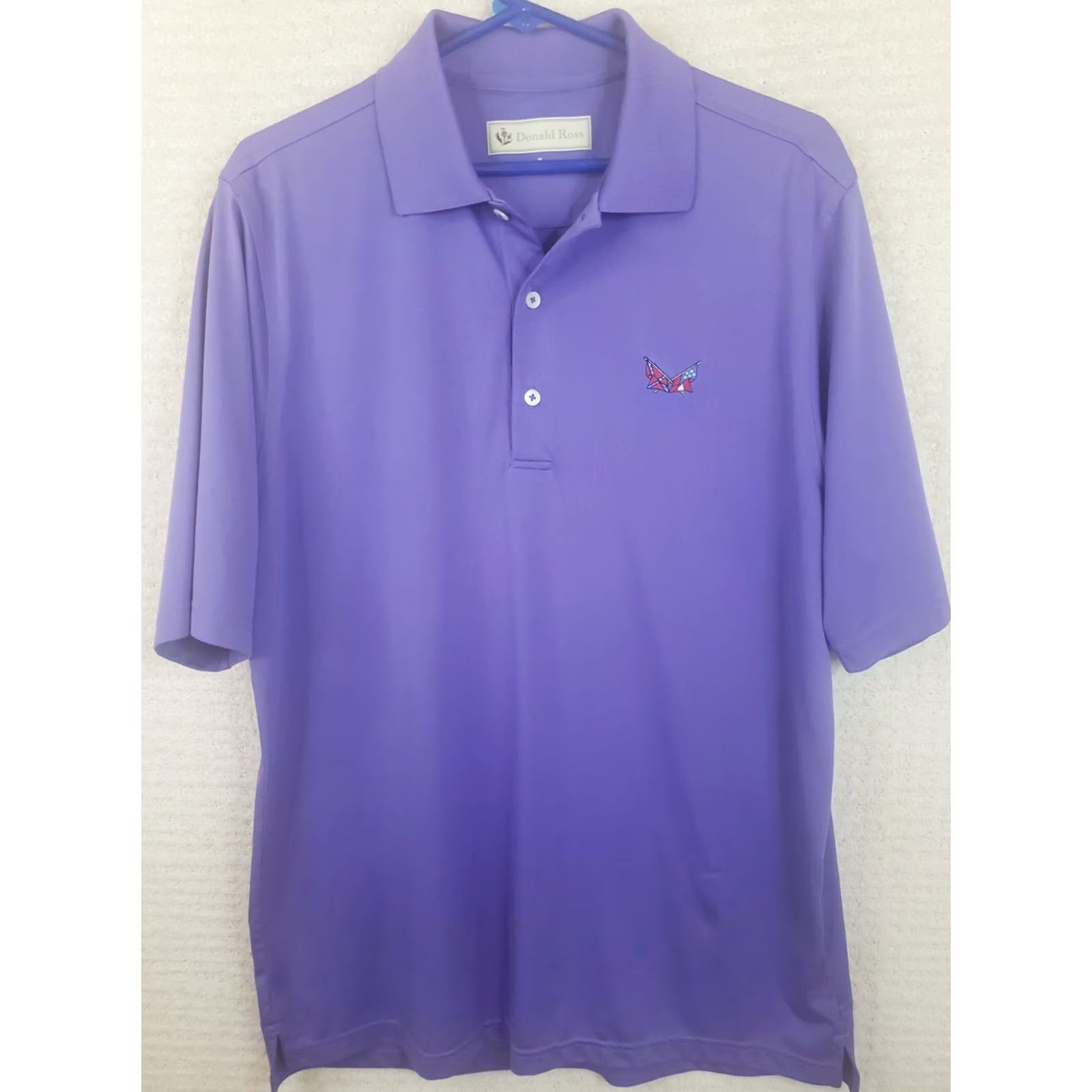 Vintage Donald Ross Sport Polo Shirt Men's M Purple Geometric Logo Flags Polo Golf Polo Shirt Mens M Purple Size US M / EU 48-50 / 2 - 2 Thumbnail