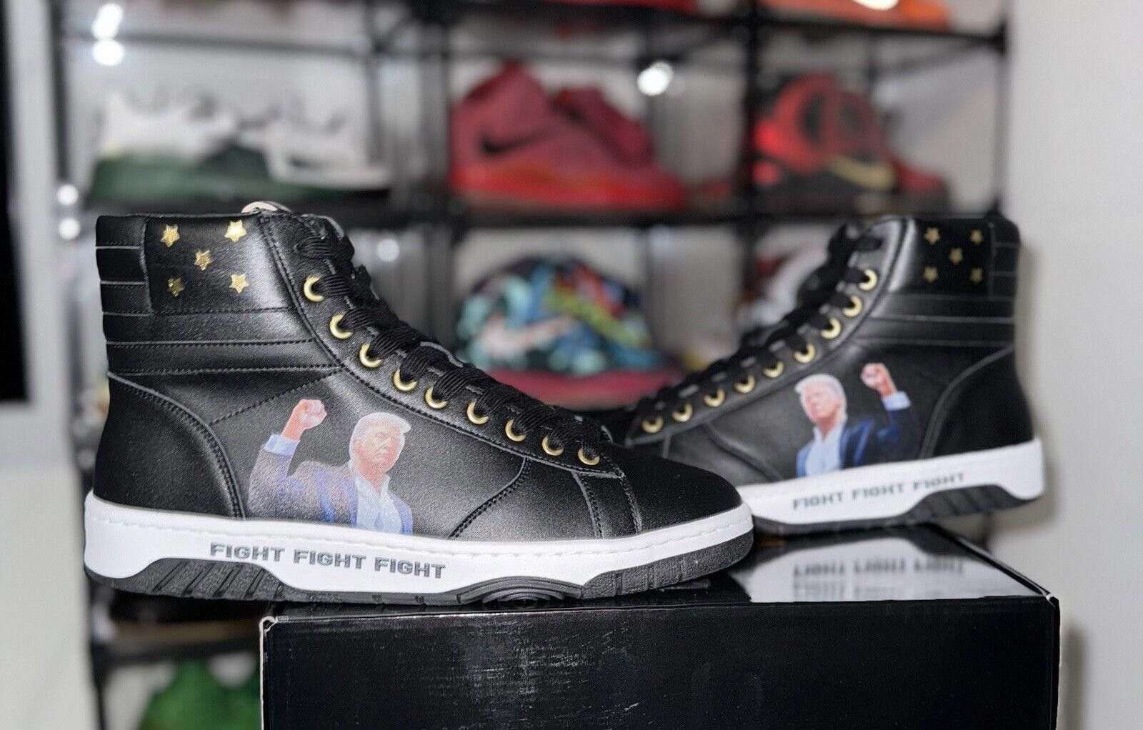 Designer TRUMP SNEAKERS Numbered 1014/4700 FIGHT Black Sneakers sz 11 Size US 11 / EU 44 - 1 Thumbnail