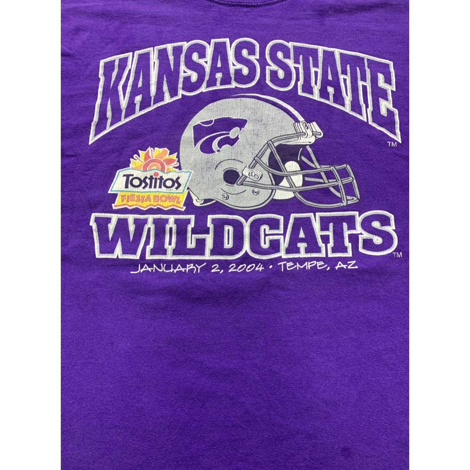 Gildan VINTAGE Tostitos Fiesta Bowl AZ Kansas State Football T Shirt XL Purple Gildan 90s Sports University Mens Shirt Size US XL / EU 56 / 4 - 4 Thumbnail