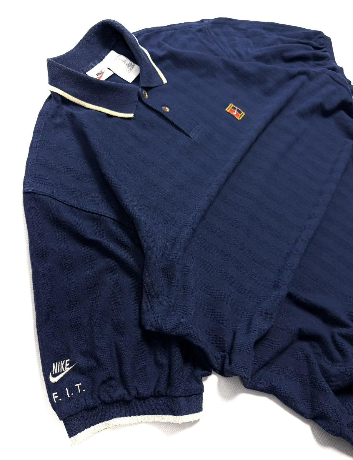 Nike 90s Nike Court Vintage Striped Polo Shirt Tee Tennis Blue Size US L / EU 52-54 / 3 - 4 Thumbnail