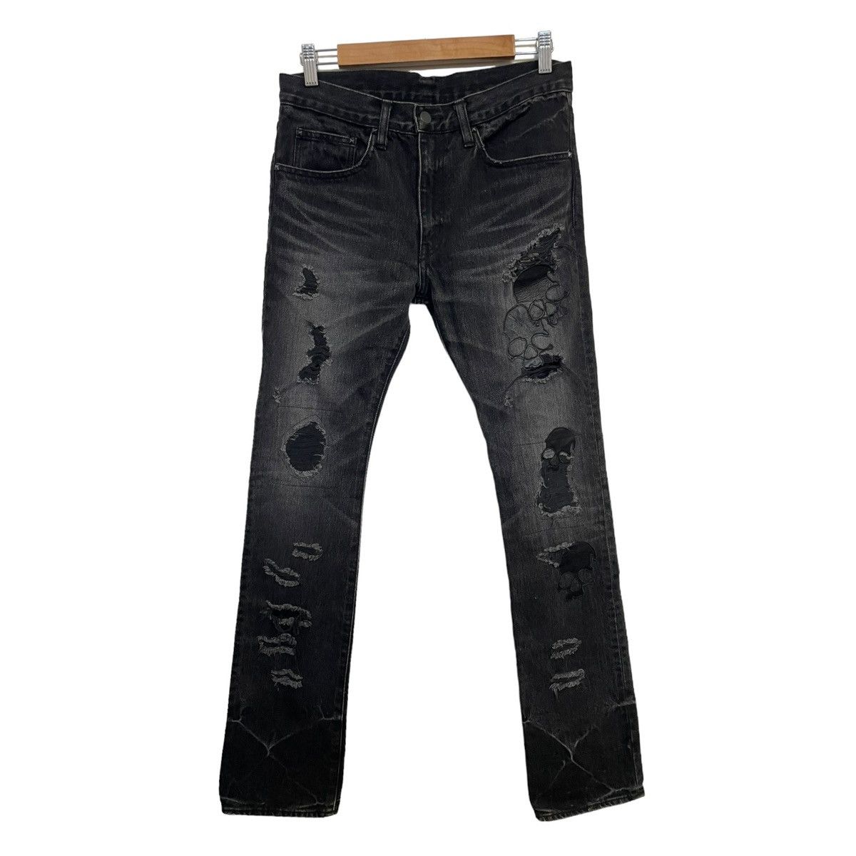 image of Le Grande Bleu L G B Stud Muffin Skull Denim in Black, Men's (Size 31)