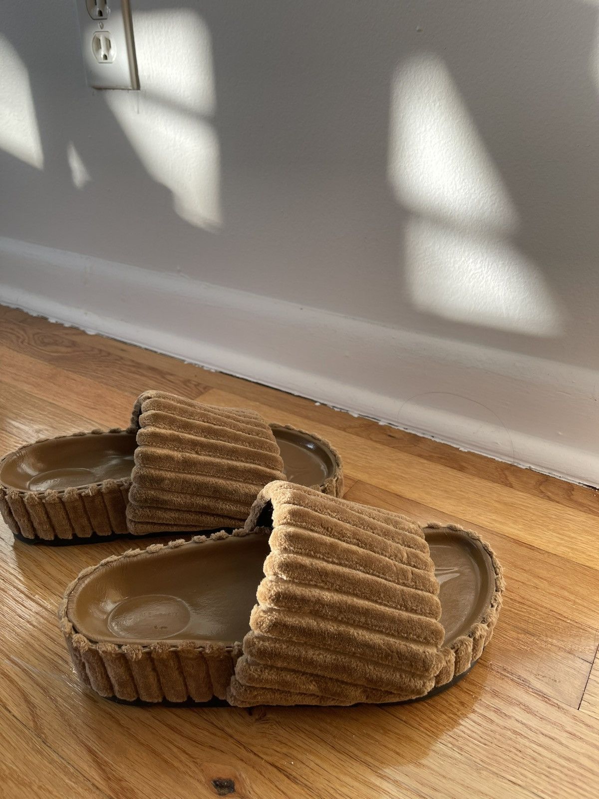 Celine CELINE Block Slide – Tan Corduroy / Slide Sandal (37) Size US 7 / IT 37 - 4 Thumbnail