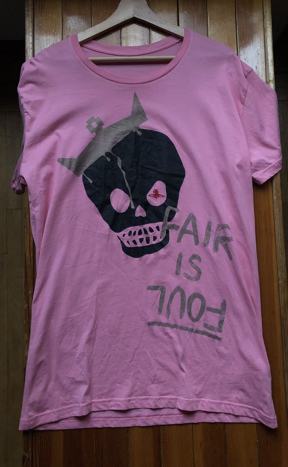 image of Vivienne Westwood Oversized “Fair Is Foul” Tee in Pink, Men's (Size Small)