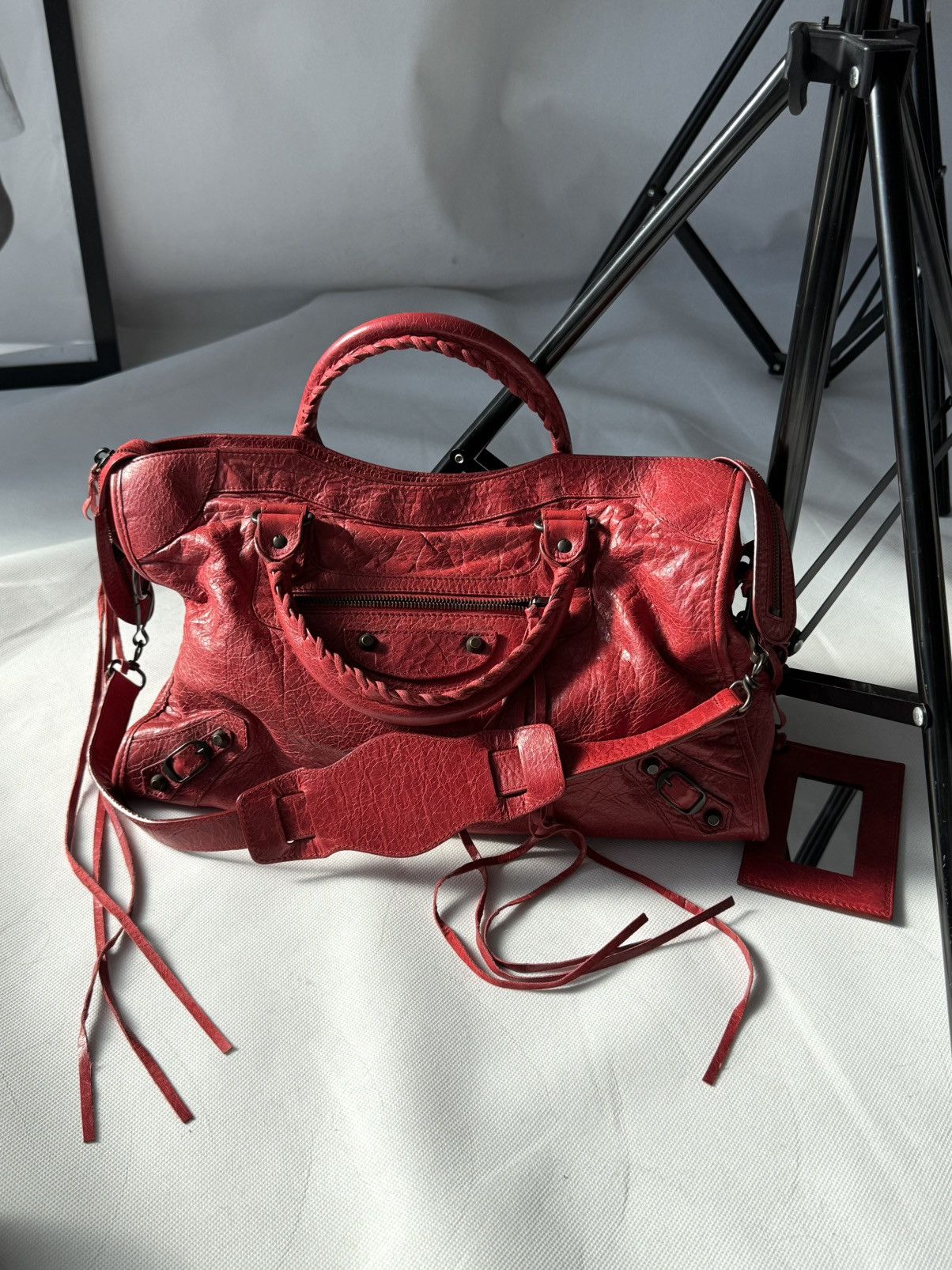Balenciaga Authentic Balenciaga Red City Bag Real Leather Handbag Size ONE SIZE - 22 Thumbnail