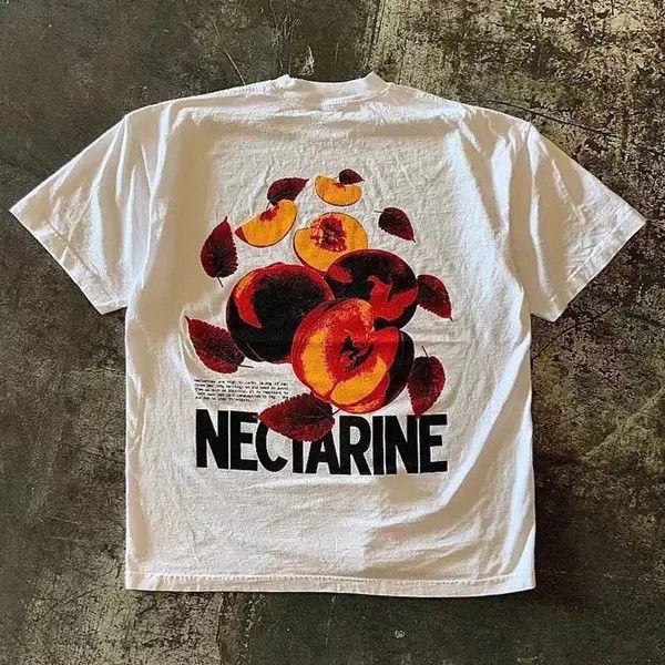 Japanese Brand Kotomi x Risa White retro casual peach print cotton tee Size US L / EU 52-54 / 3 - 3 Thumbnail