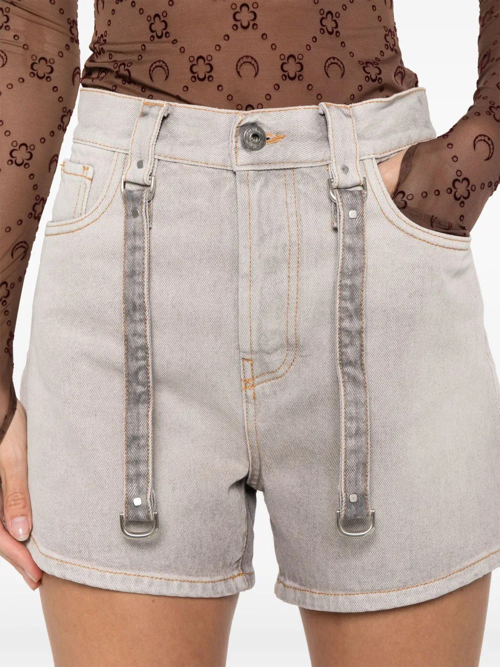 Off-White o1y1225 Denim Short in Taupe Size 29" - 2 Thumbnail