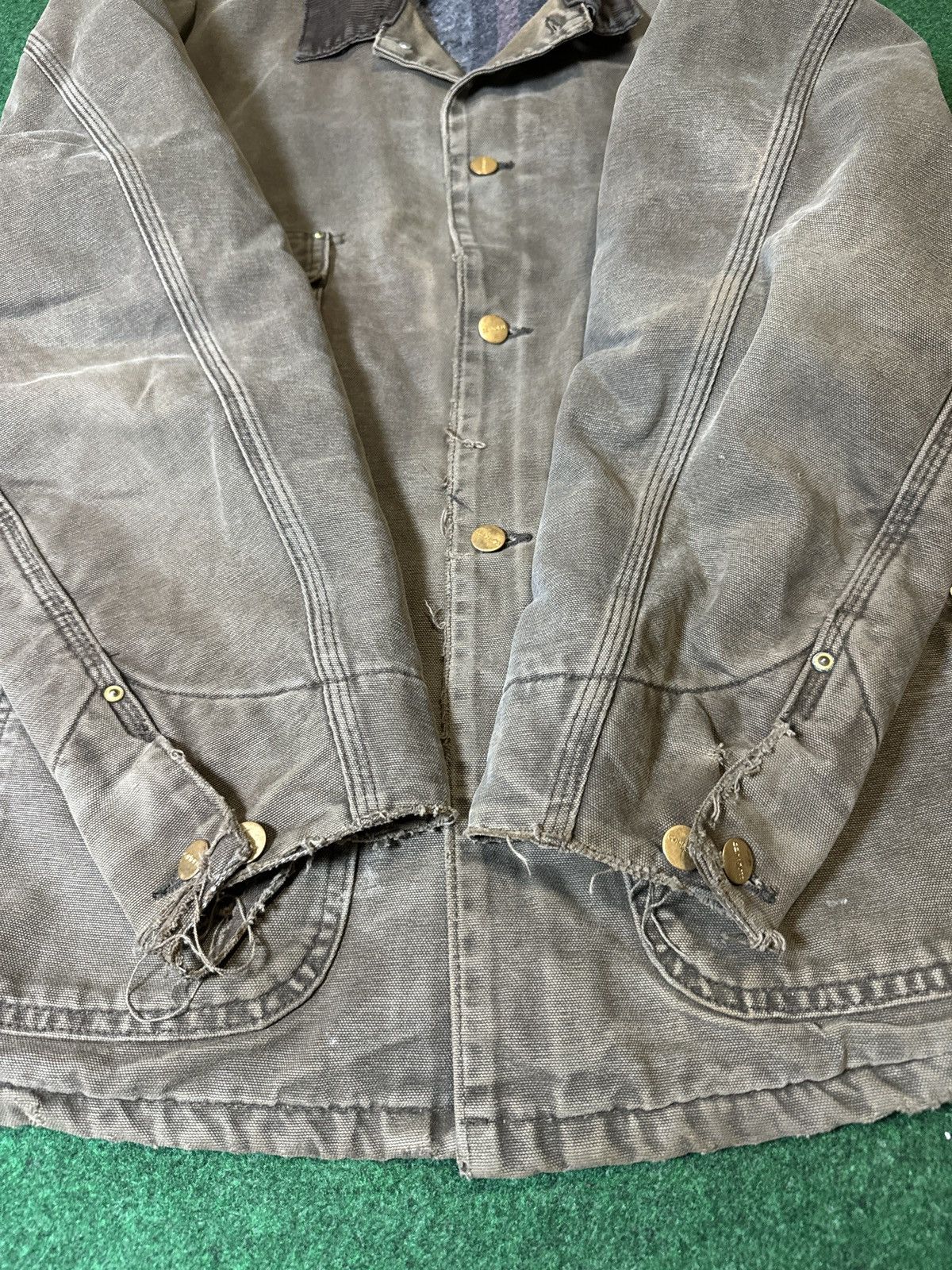Carhartt × Vintage 90s Carhartt PERFECT DISTRESS Chore Detroit J97 J01 Jacket Size US L / EU 52-54 / 3 - 9 Thumbnail