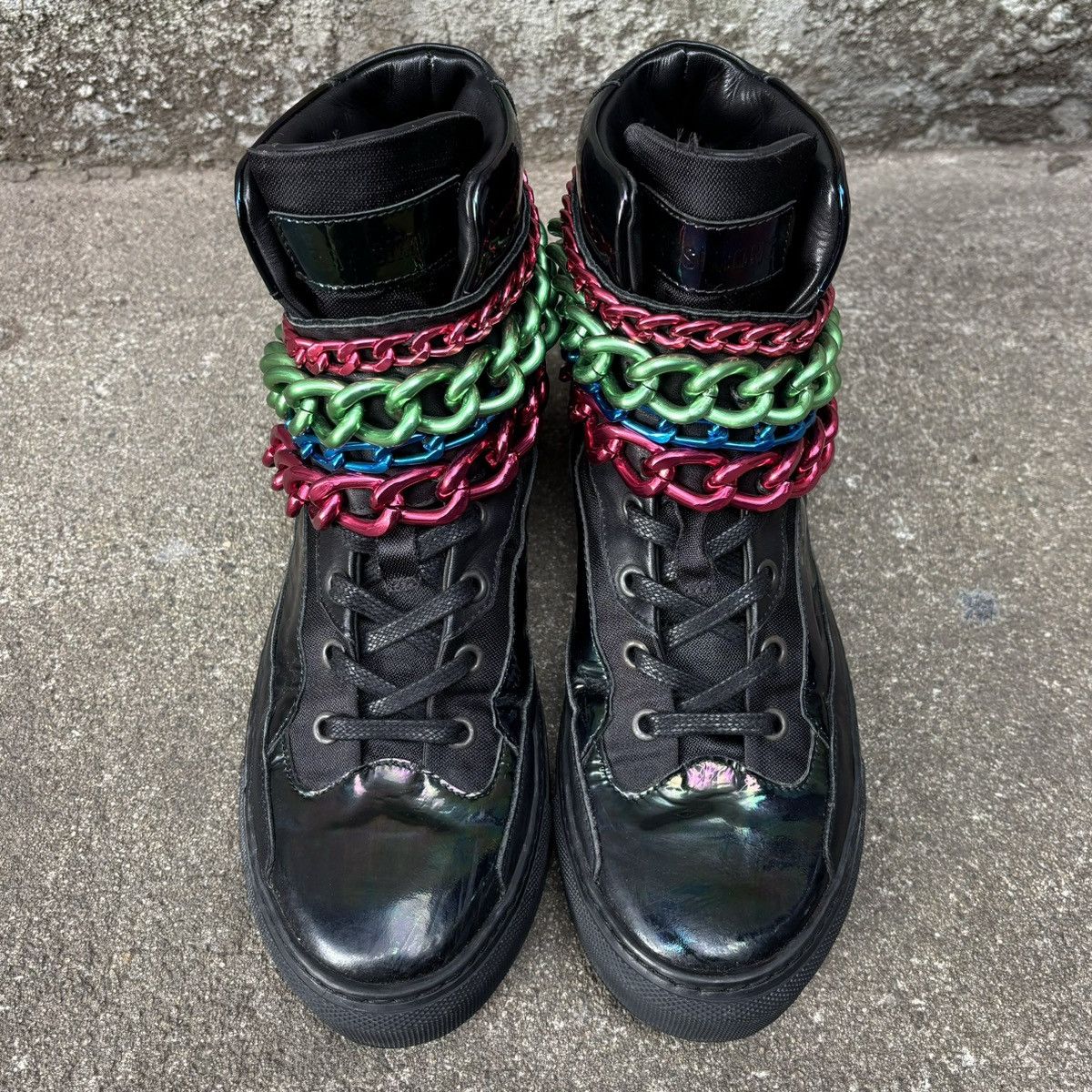 Raf Simons Raf Simons Black Holographic Tricolor Chained Velcro Sneaker Size US 7 / EU 40 - 2 Thumbnail