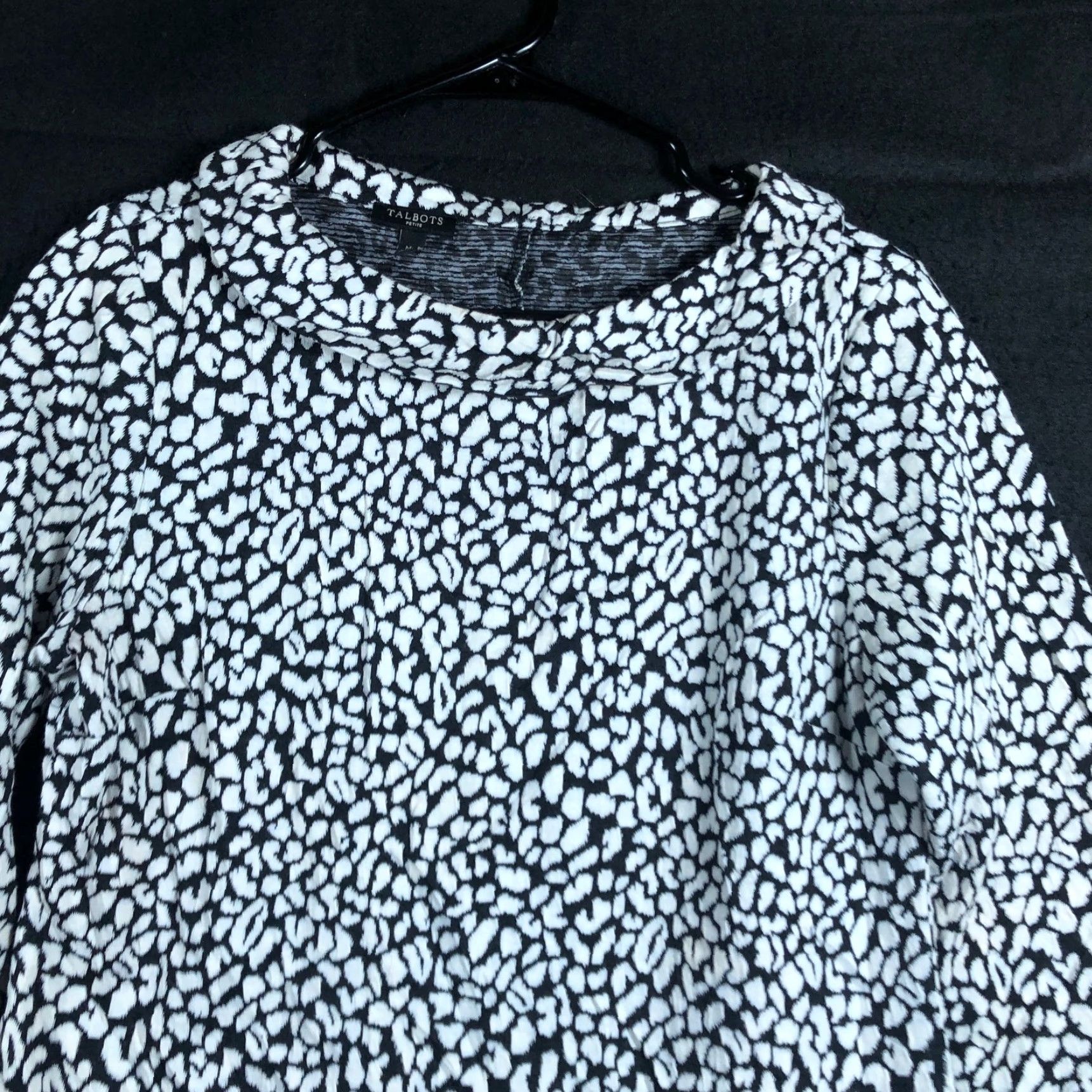 Talbots Talbots Blouse Black White Sabrina Long Sleeve Petite Stretch MP Women’s Shirt Office Workwear Casual Size M / US 6-8 / IT 42-44 - 2 Thumbnail