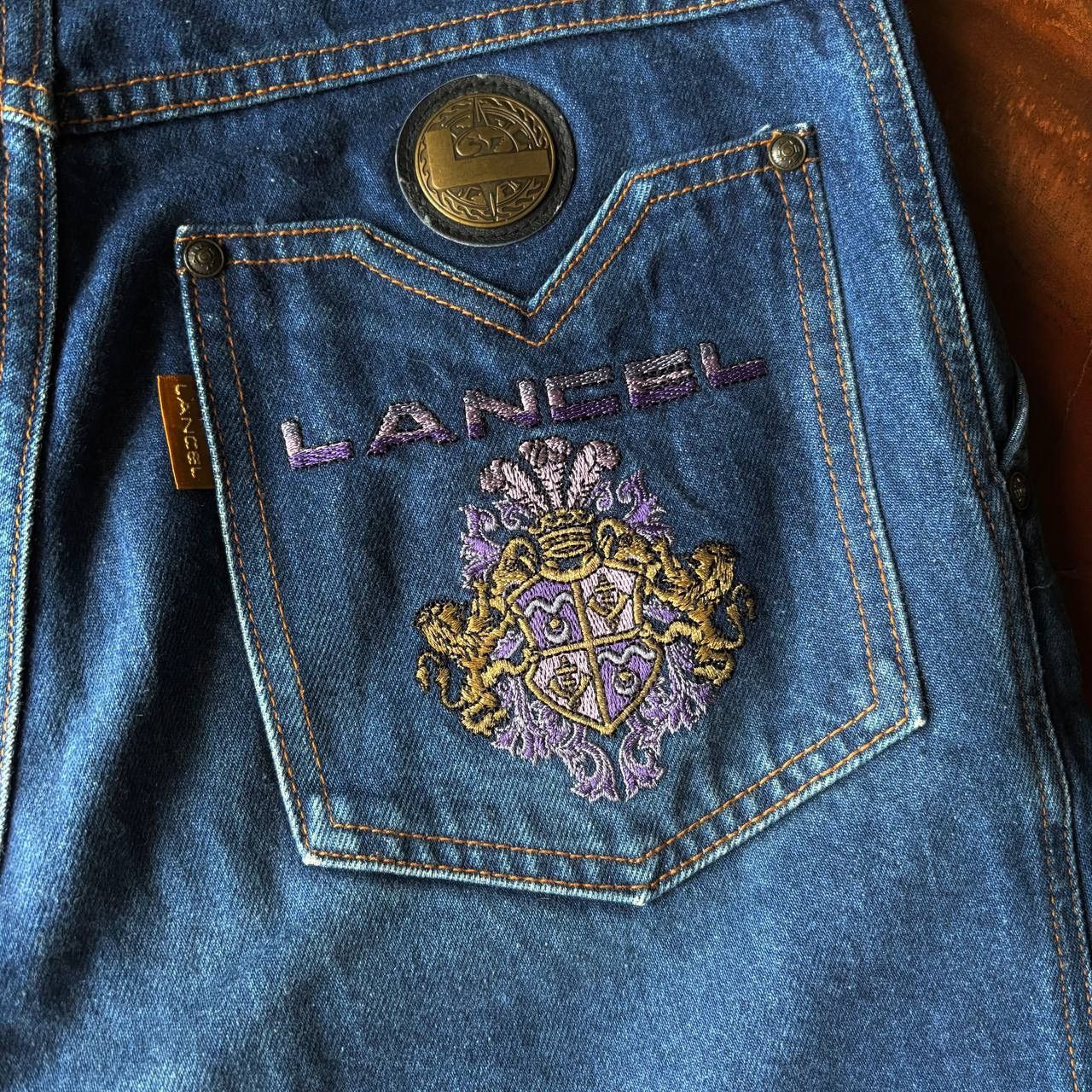 Lancel Vintage 90’s Lancel Paris Jeans with Purple Gold Embroidery Size US 28 / EU 44 - 7 Thumbnail