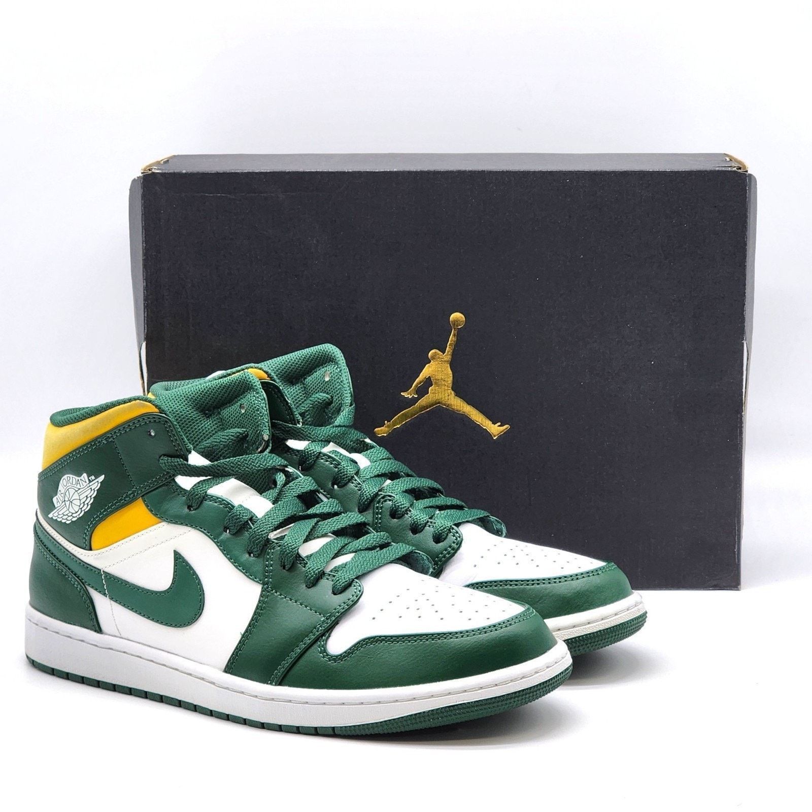 Jordan Brand 1 Mid 554724-371 Leather Sneakers Noble Green US 11 Size US 11 / EU 44 - 2 Thumbnail