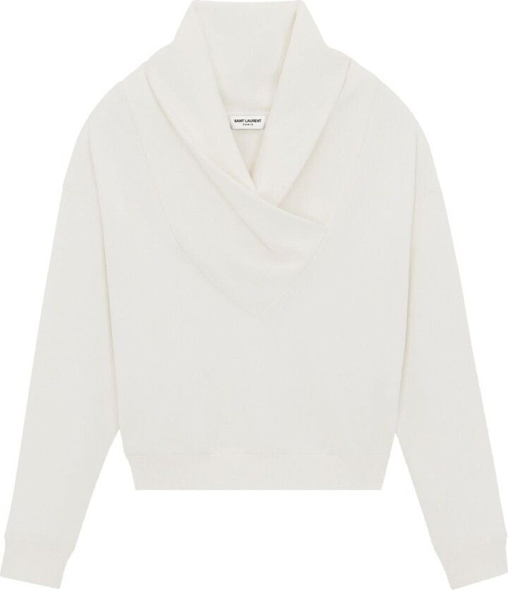 Saint Laurent Paris o1b1hav110525 Shawl Neck Sweatshirt in Off White Size US M / EU 48-50 / 2 - 1 Thumbnail