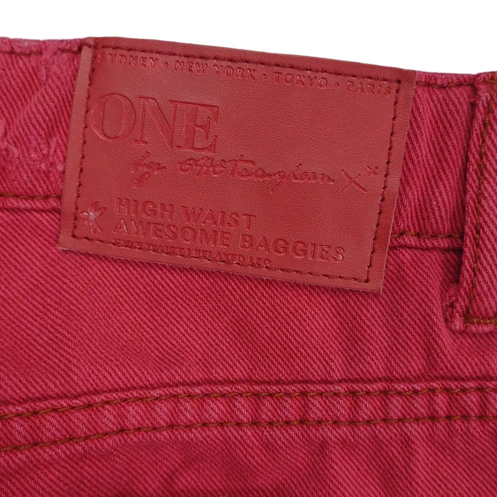 One Teaspoon One Teaspoon High Waist Awesome Baggies Red Distressed Jeans Size 28" / US 6 / IT 42 - 9 Thumbnail