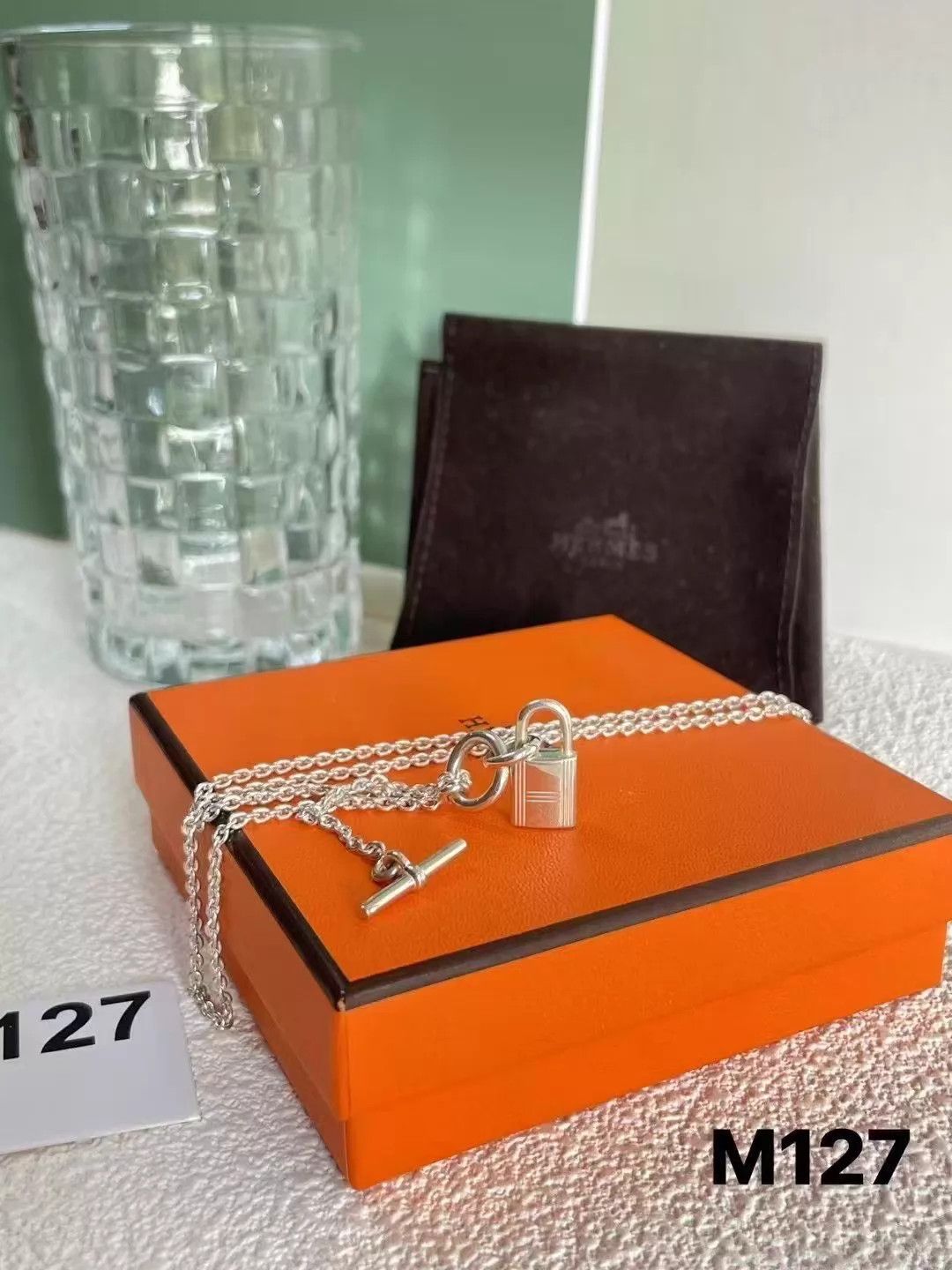 Hermes HERMES 925 Silver Lock Pendant Necklace 40cm M127 New Size ONE SIZE - 8 Thumbnail