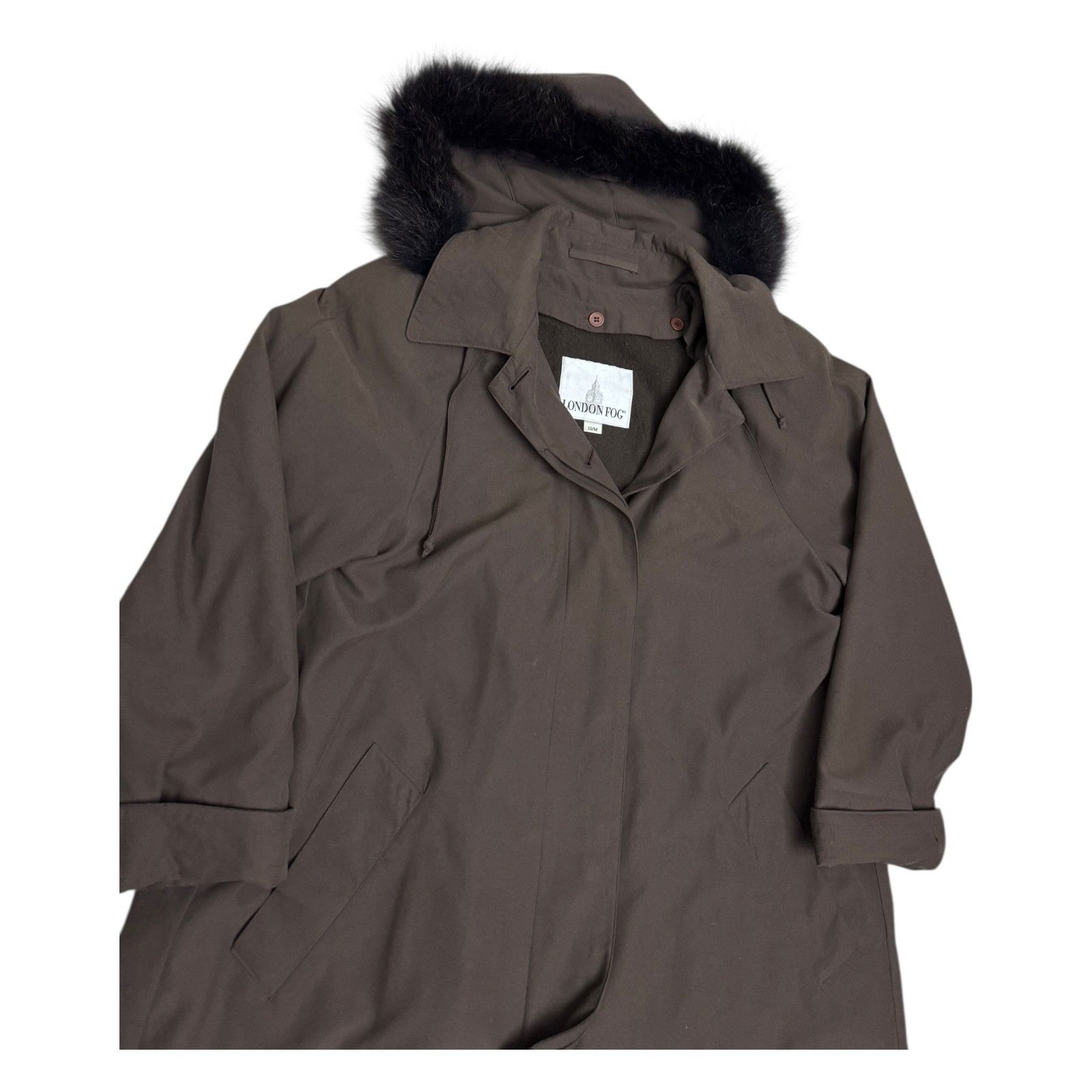 London Fog LONDON FOG Vintage 90s Luxury Fur Long Trench Coat 10 Size L / US 10 / IT 46 - 4 Thumbnail