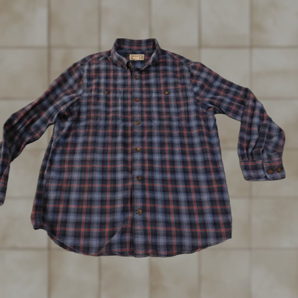 Vintage Duluth Flannel Shirt L Slim Blue Plaid Cotton Button-Up Outdoor Mens Size US L / EU 52-54 / 3 - 1 Thumbnail