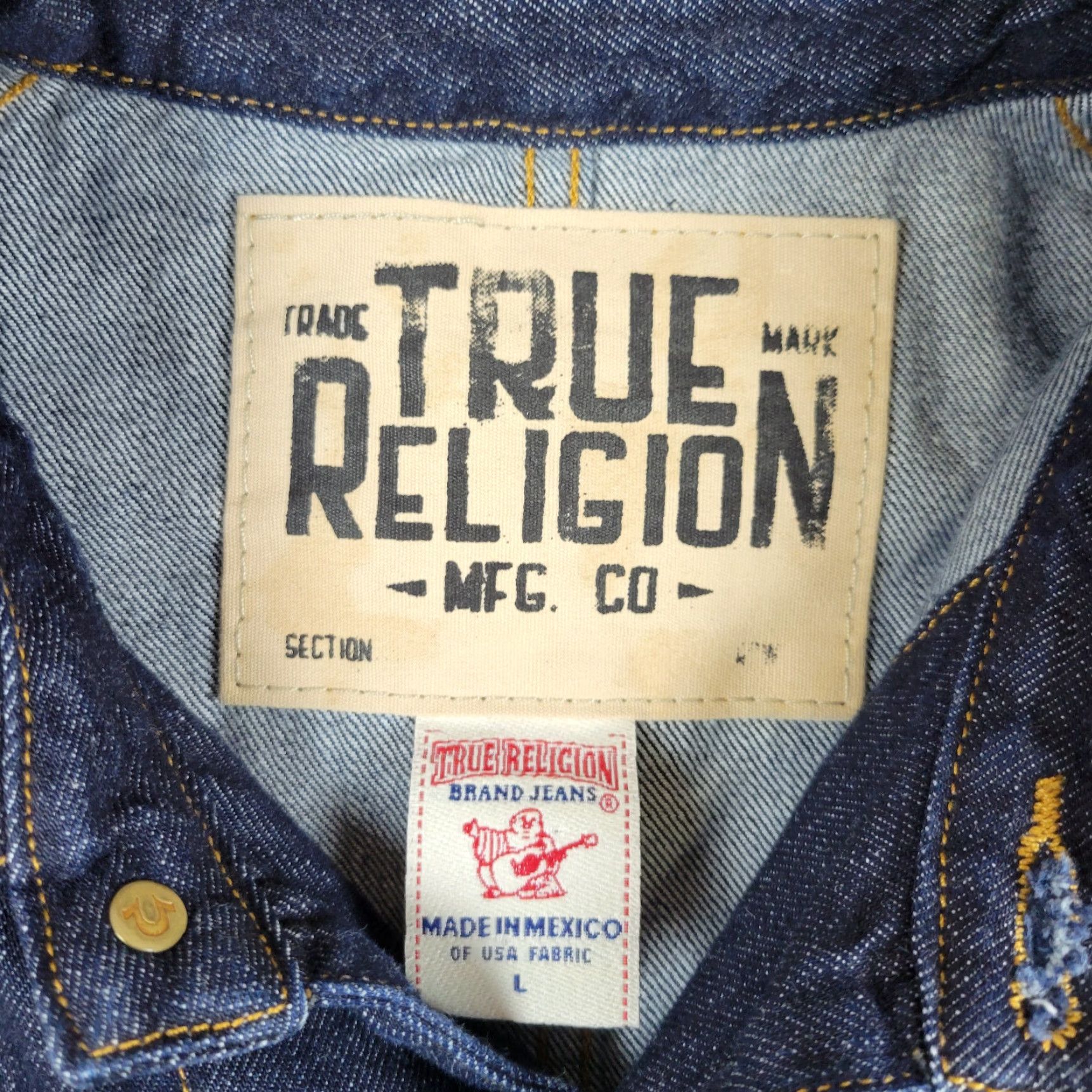 True Religion VINTAGE True Religion Denim Jacket Womens L Blue Chore Dark Wash Distressed Y2K Grunge Size L / US 10 / IT 46 - 5 Thumbnail