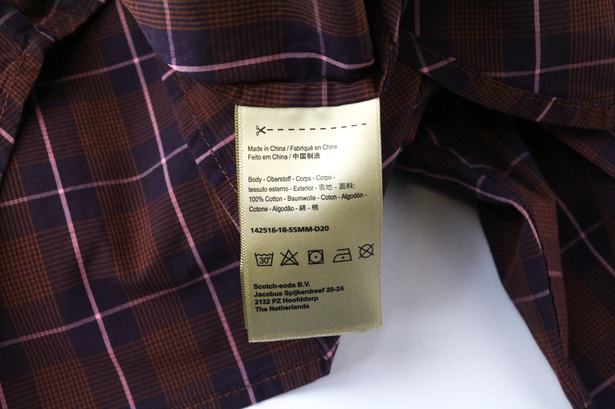 Scotch & Soda AMS COUTURE S Purple Checked Cotton Shirt 75814 Size US S / EU 44-46 / 1 - 6 Thumbnail