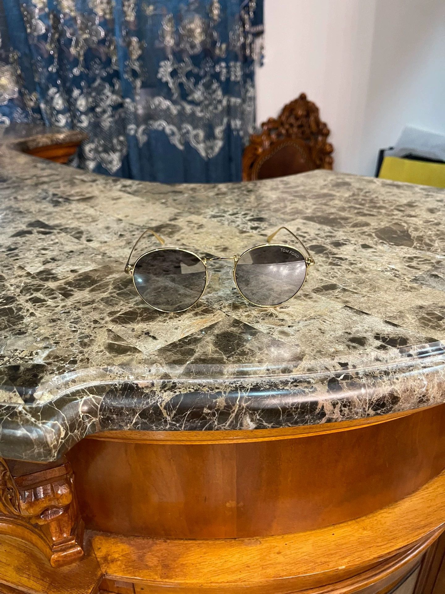 Tom Ford Tom Ford Gold Frame Titanium Gray Lens Sunglasses New Size ONE SIZE - 1 Thumbnail