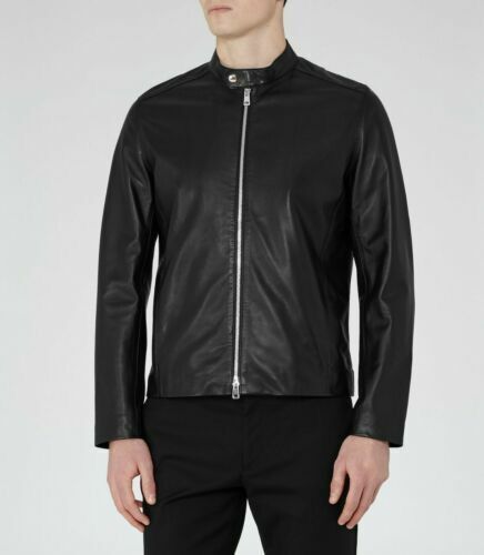 Reiss REISS Knox Cow Leather Jacket Racer Size US XL / EU 56 / 4 - 1 Thumbnail