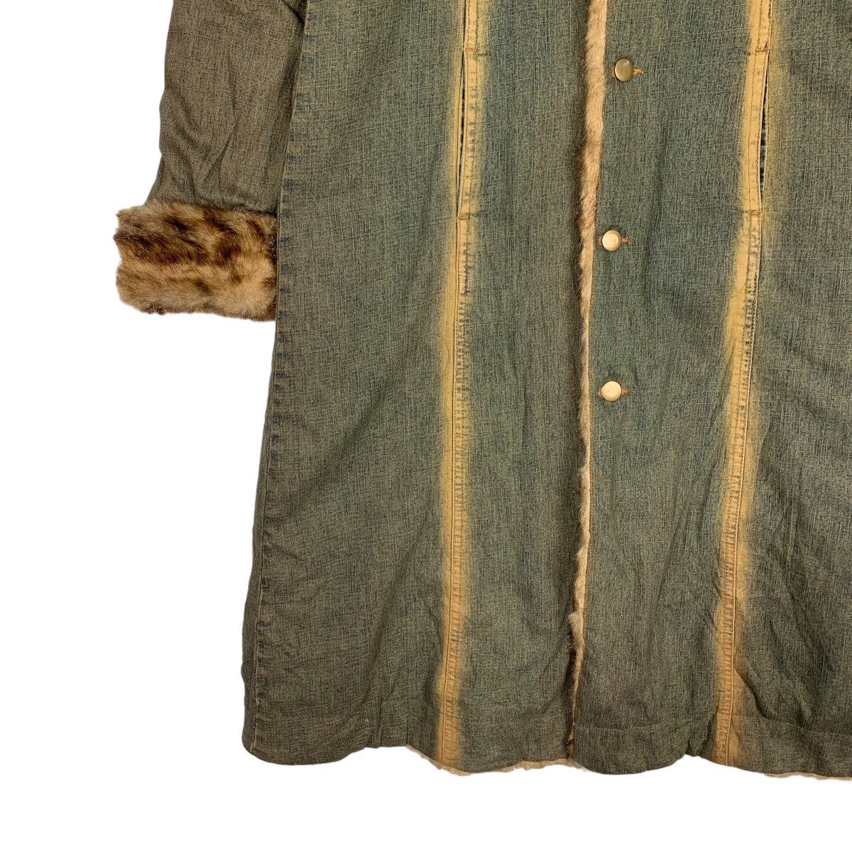 Japanese Brand COMPLETE GIRL Faux Fur Rusty Denim Overcoat Jacket #1054-C48 Size S / US 4 / IT 40 - 3 Thumbnail