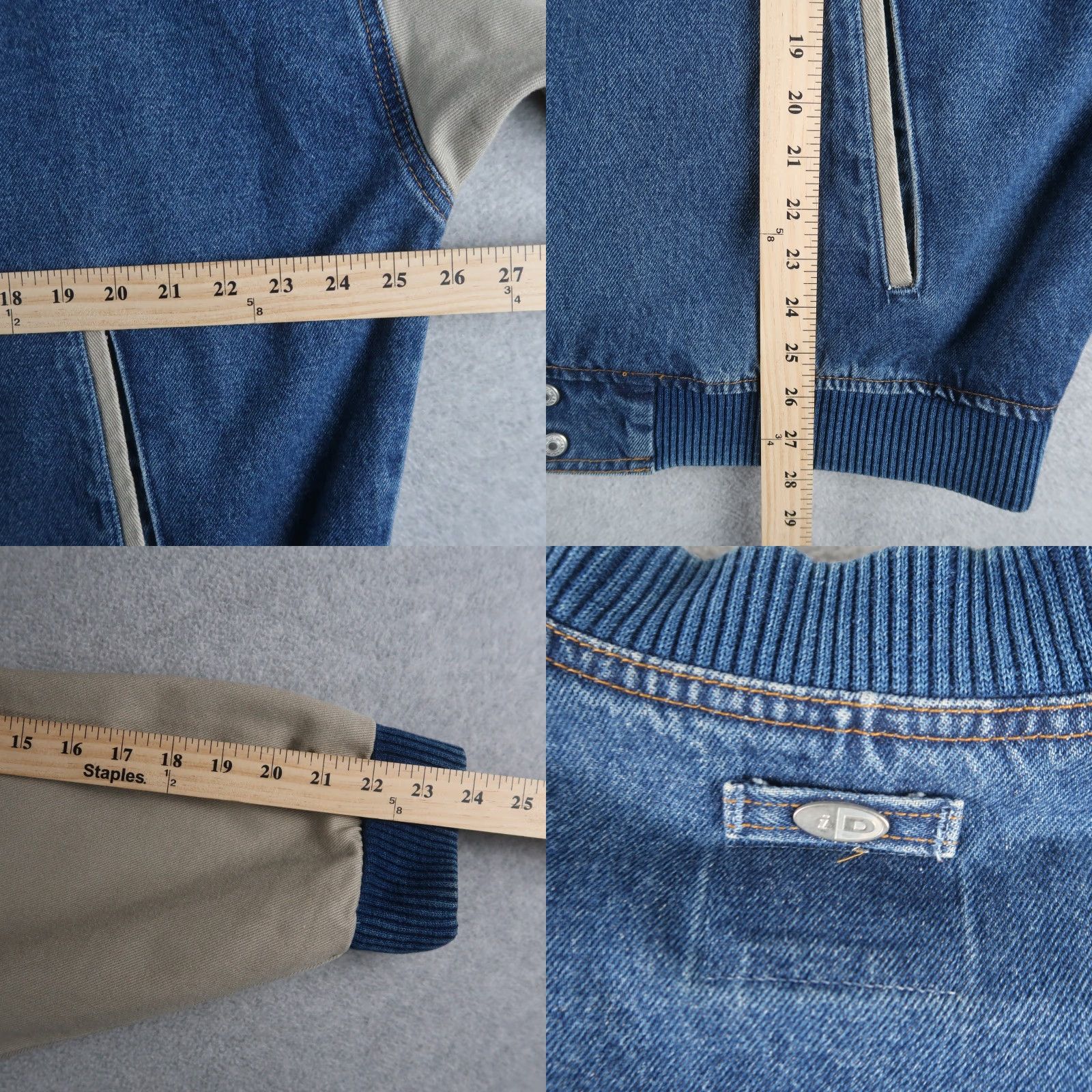 Denime VINTAGE 90s Cricket Denim Bomber Jacket Mens L Blue Canada 100% authenticity guarantee(Size L) Size US L / EU 52-54 / 3 - 8 Thumbnail
