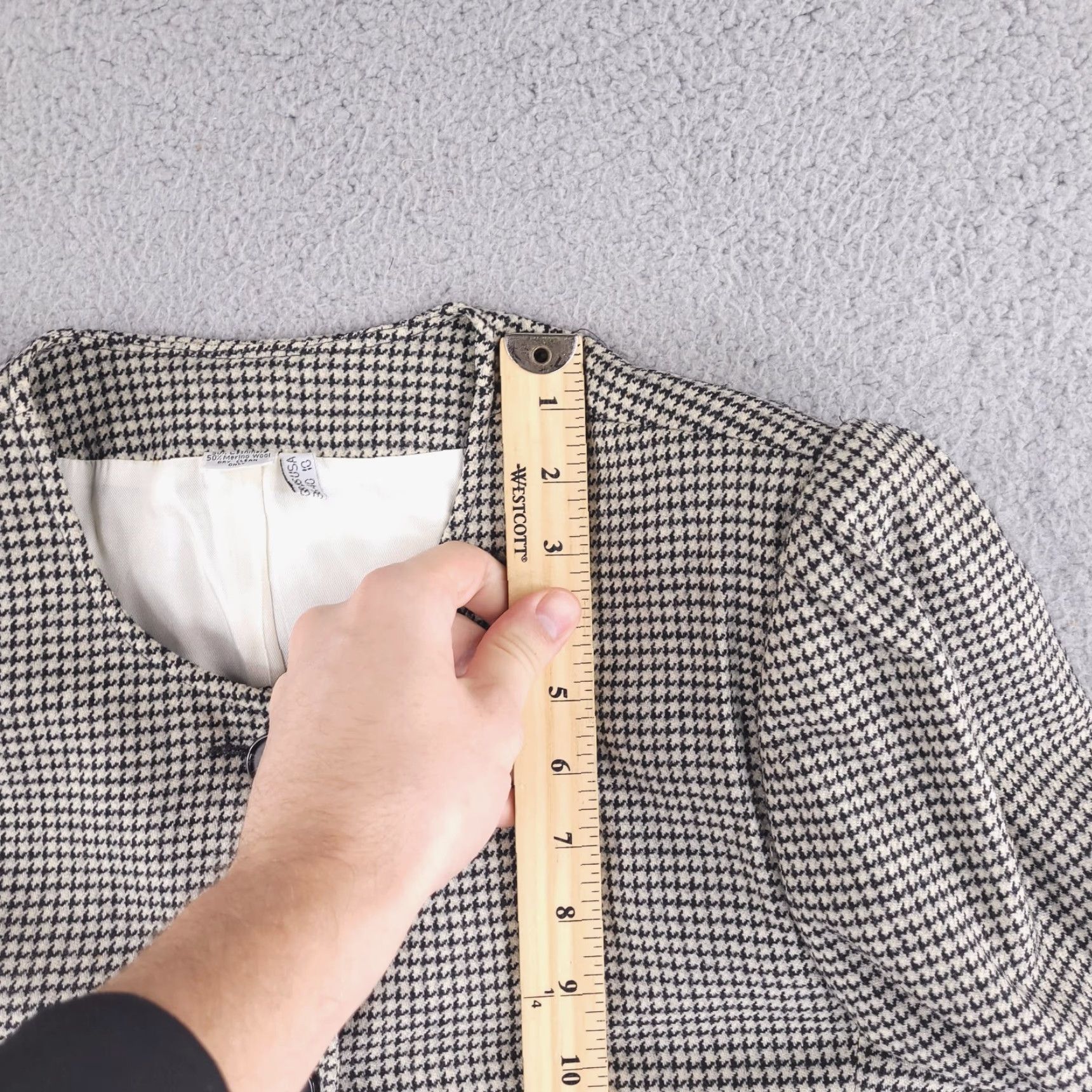 Vintage VINTAGE Jacket Womens 10 Houndstooth Cashmere Wool Blend Black White Pea Coat Womens Size L / US 10 / IT 46 - 7 Thumbnail