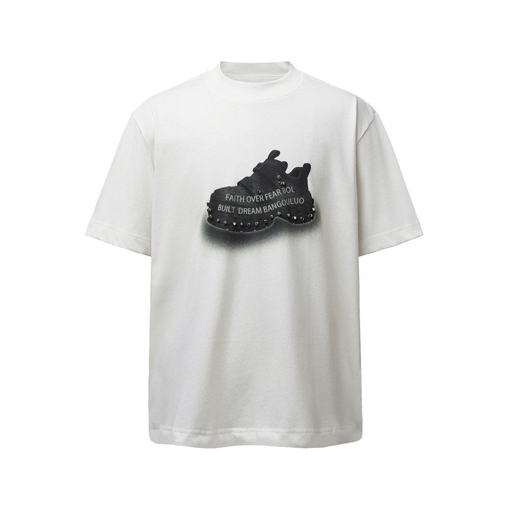 Japanese Brand Men's Loose-Fit Casual T-Shirt with Creative Shoe Print Size US M / EU 48-50 / 2 - 1 Thumbnail