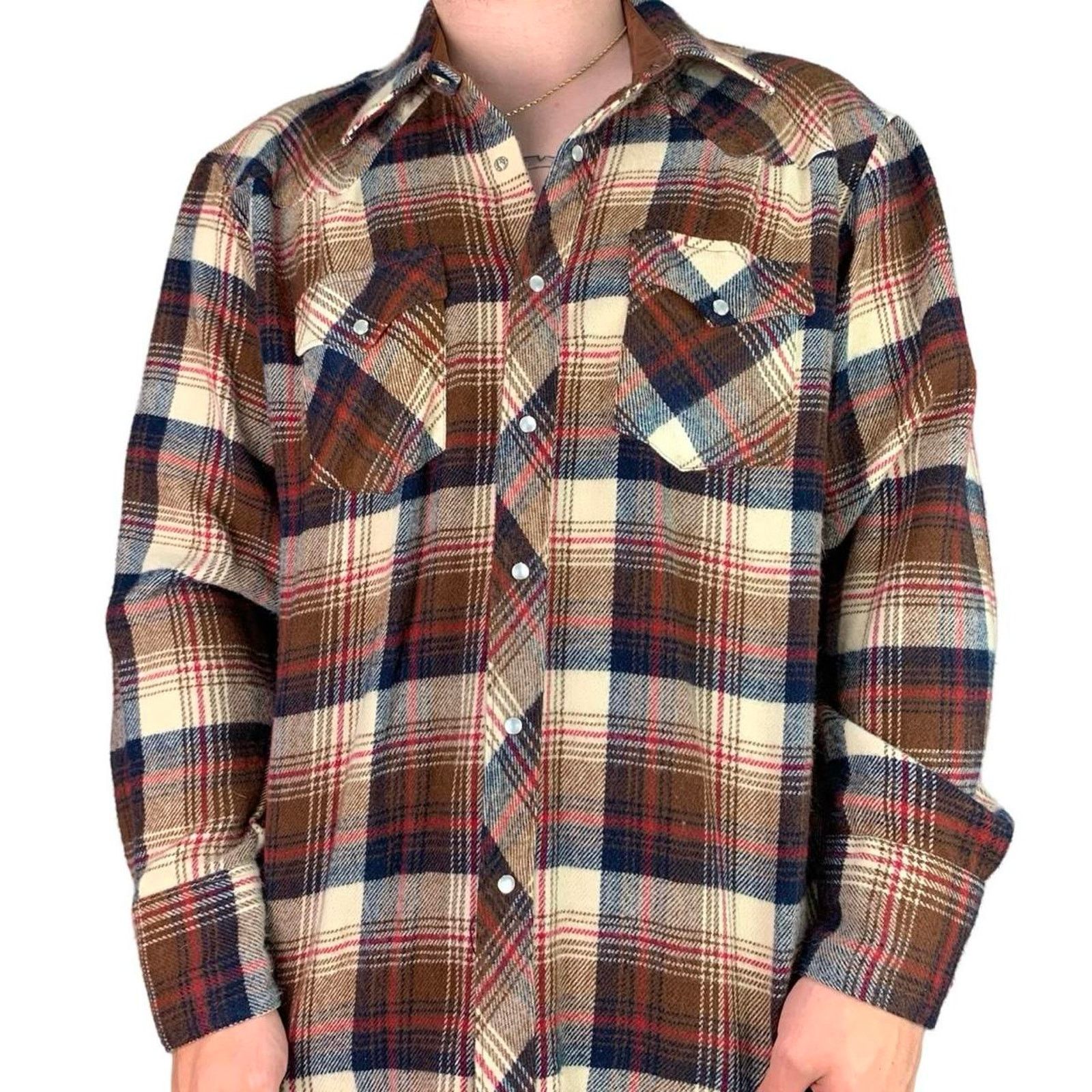 Vintage Vintage 90s Western Pearl Snap Flannel Button Up Shirt Size US XL / EU 56 / 4 - 1 Thumbnail