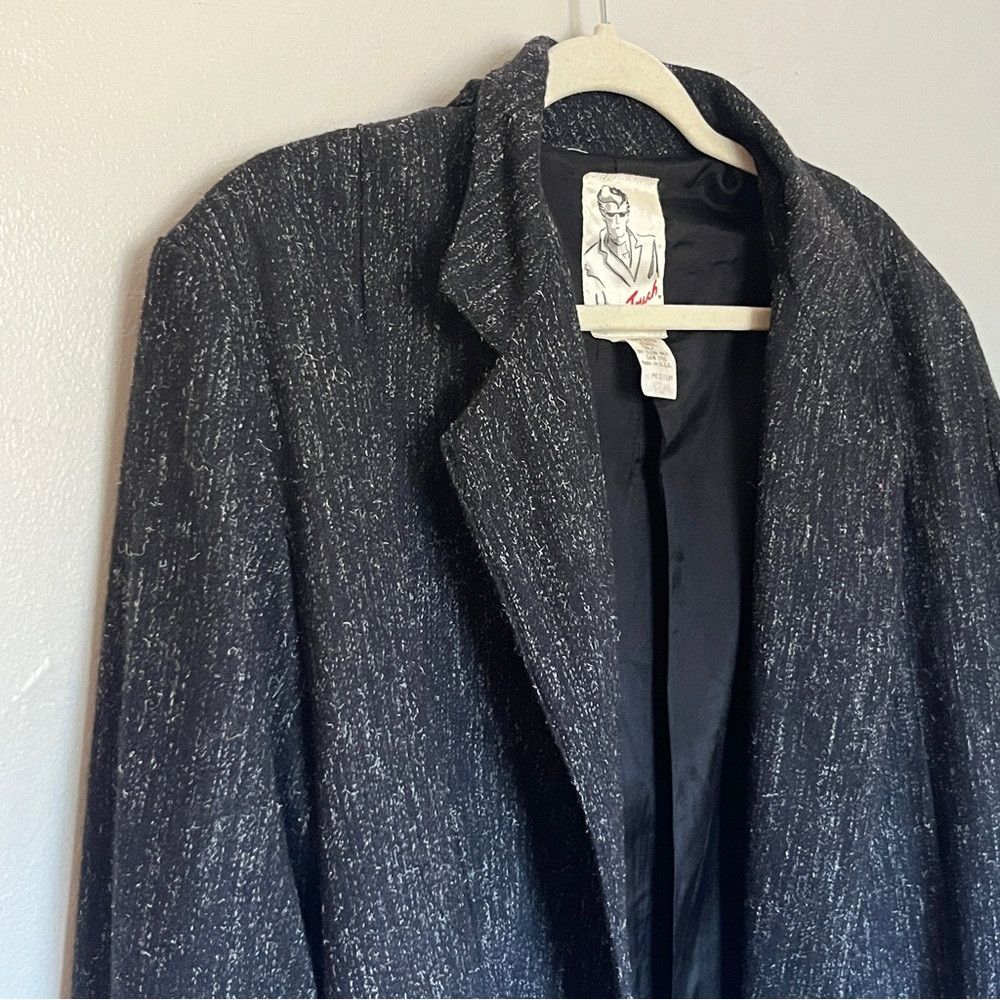 Designer Vintage Women’s Touch Suit Jacket Blazer Grey Black Medium Size M / US 6-8 / IT 42-44 - 2 Thumbnail