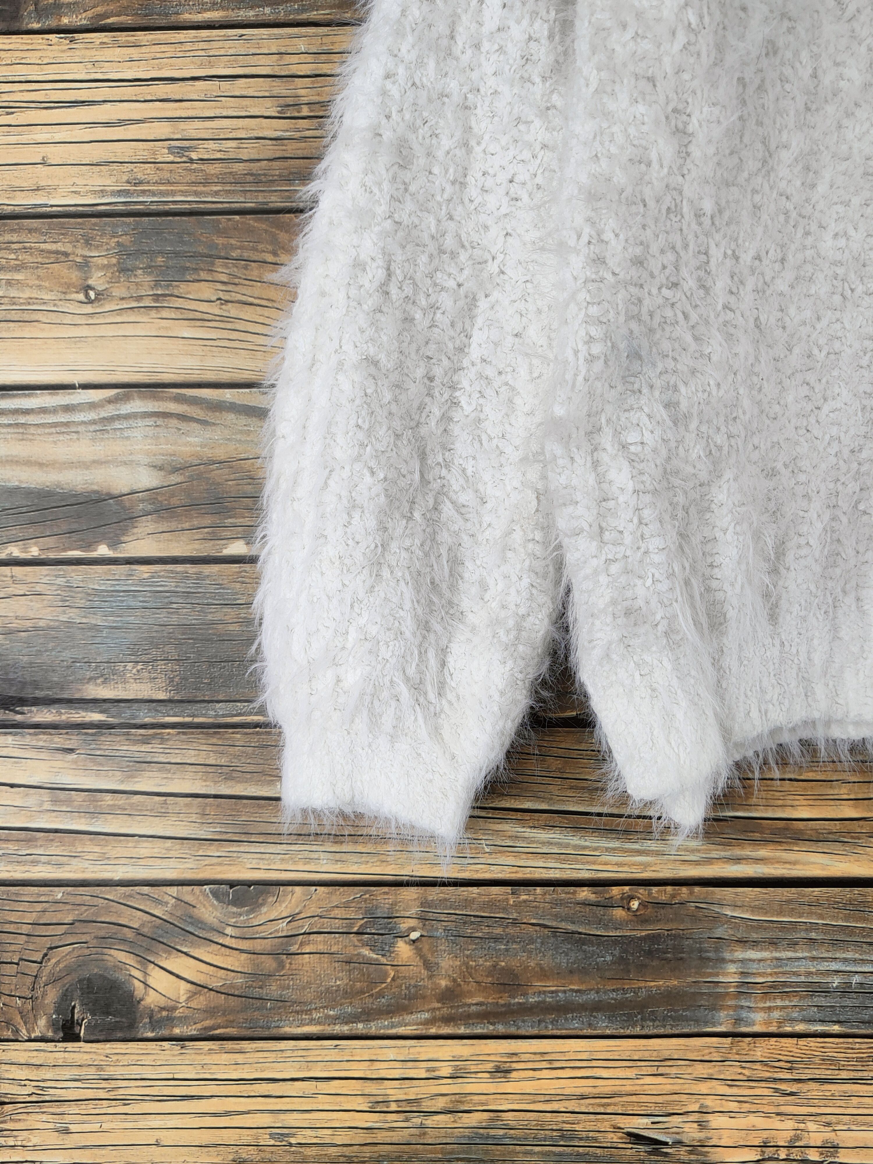 Japanese Brand DL Ozoc White Fur Mohair Knitwear #46-550 Size XS / US 0-2 / IT 36-38 - 4 Thumbnail