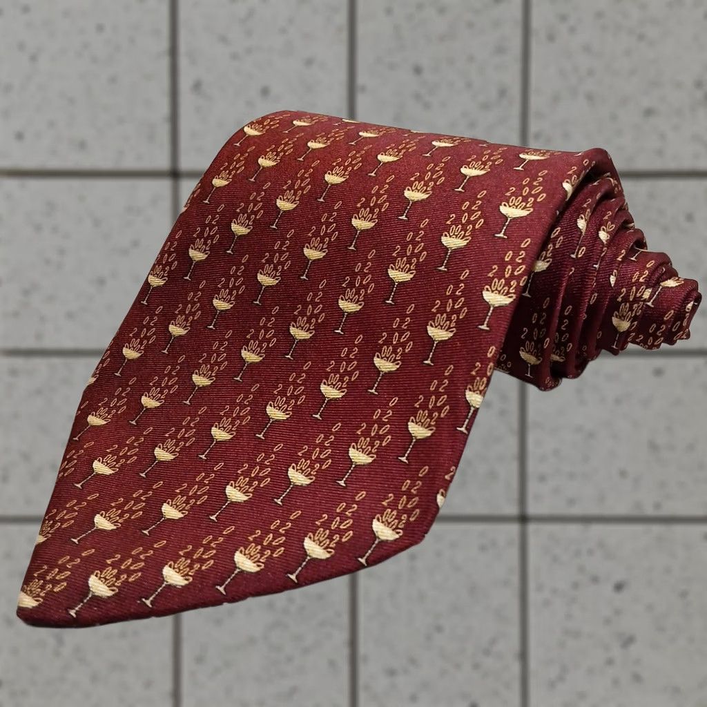 Brooks Brooks Basics Tie Burgundy Tie Geometric Pattern 2 0 Champaign Glass Silk 57" Classic Tie Men Carded Size ONE SIZE - 1 Thumbnail