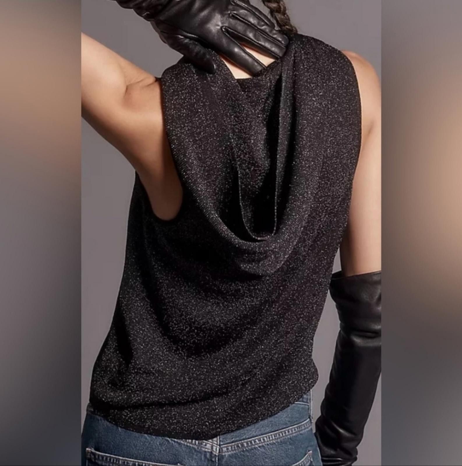 Designer Pilcro Black Metallic Hooded Tank Size M / US 6-8 / IT 42-44 - 2 Thumbnail